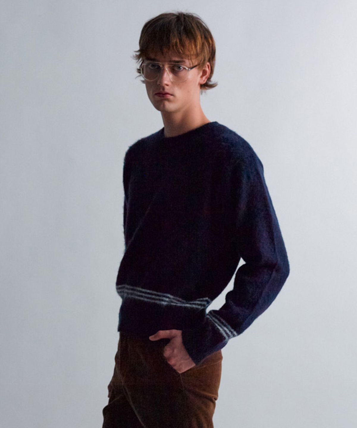 문선 아카이브(MOONSUN ARCHIVE) ESSENTIAL_UNISEX MSS Mohair Blend Stripe Knit [Navy]