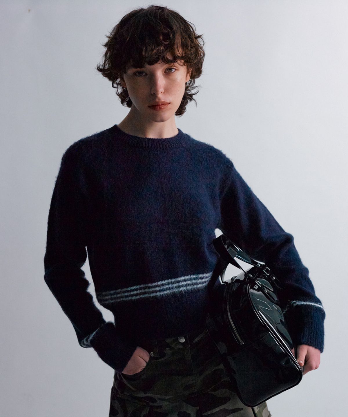문선 아카이브(MOONSUN ARCHIVE) ESSENTIAL_UNISEX MSS Mohair Blend Stripe Knit [Navy]