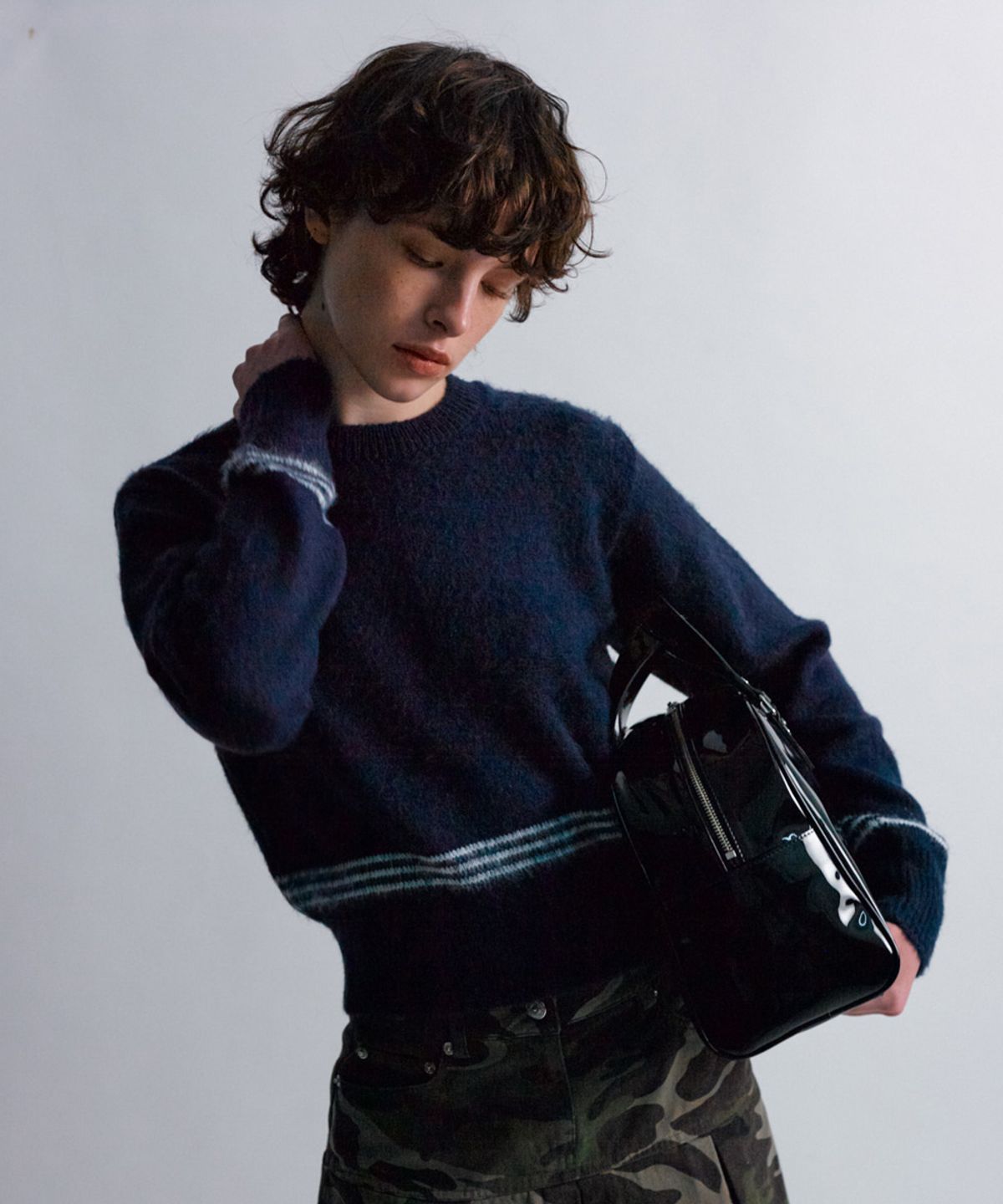 문선 아카이브(MOONSUN ARCHIVE) ESSENTIAL_UNISEX MSS Mohair Blend Stripe Knit [Navy]