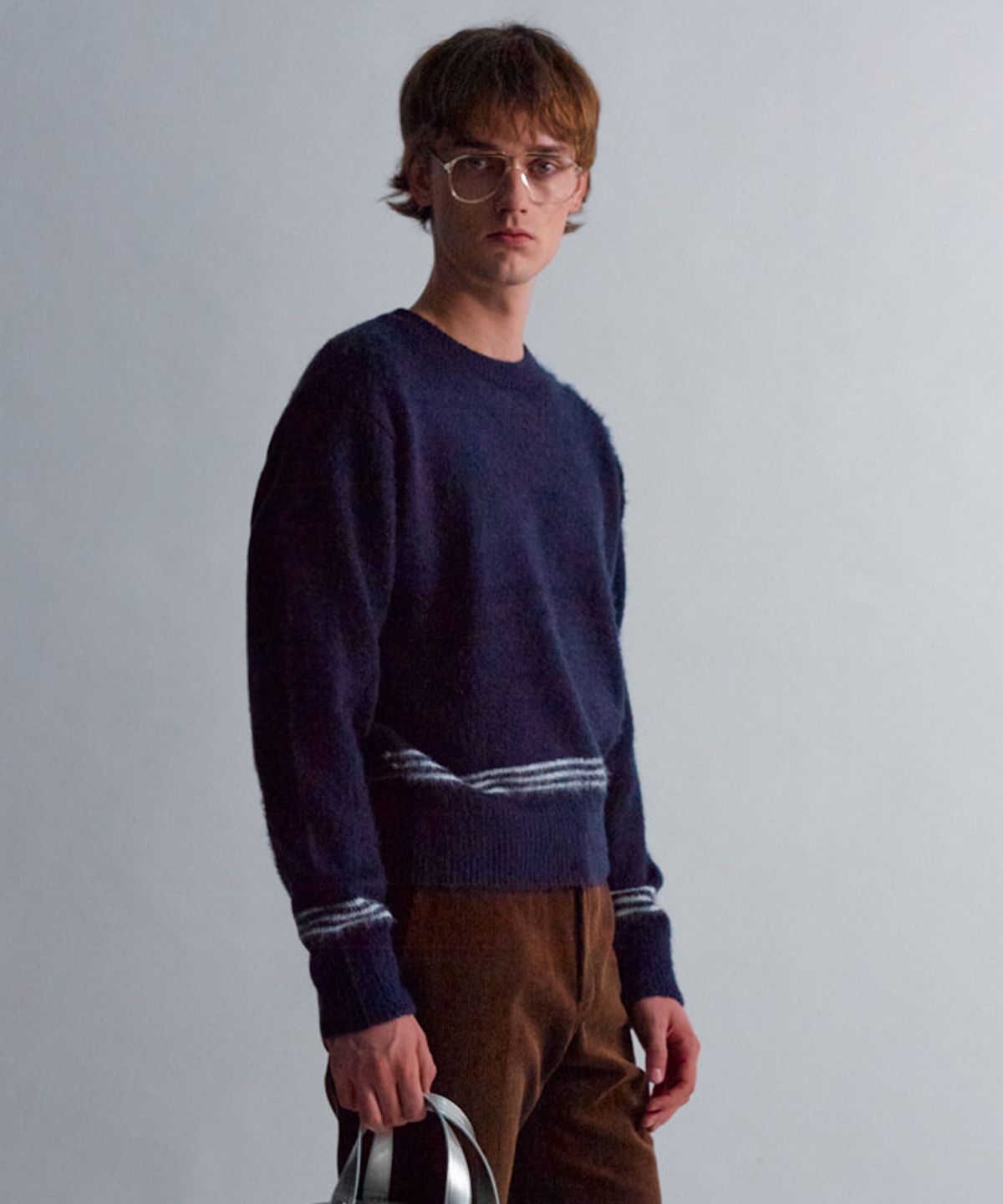 문선 아카이브(MOONSUN ARCHIVE) ESSENTIAL_UNISEX MSS Mohair Blend Stripe Knit [Navy]