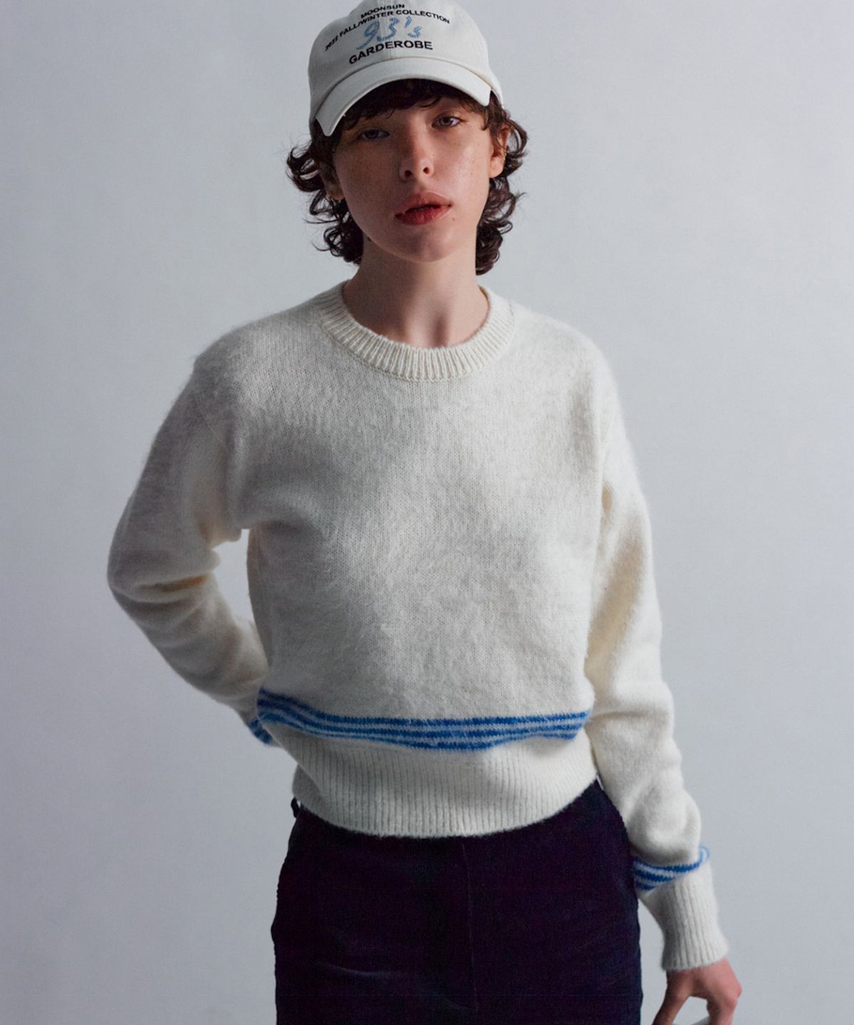 문선 아카이브(MOONSUN ARCHIVE) ESSENTIAL_UNISEX MSS Mohair Blend Stripe Knit [Ivory Blue]