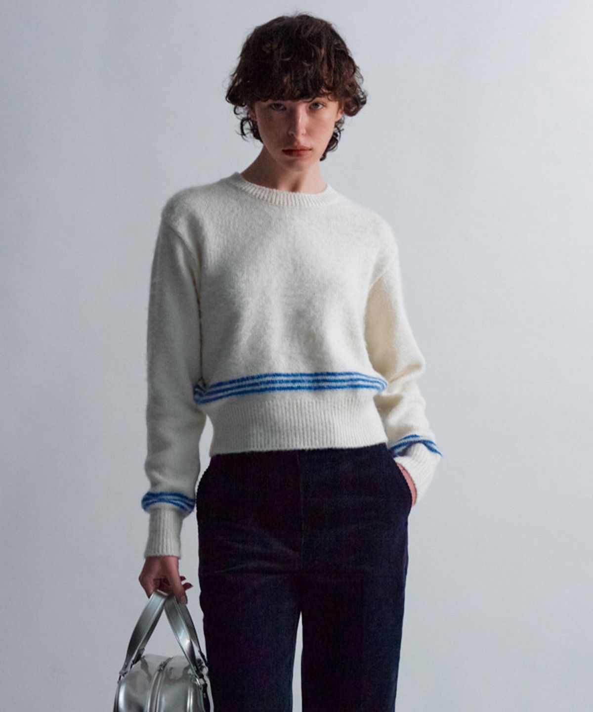 문선 아카이브(MOONSUN ARCHIVE) ESSENTIAL_UNISEX MSS Mohair Blend Stripe Knit [Ivory Blue]