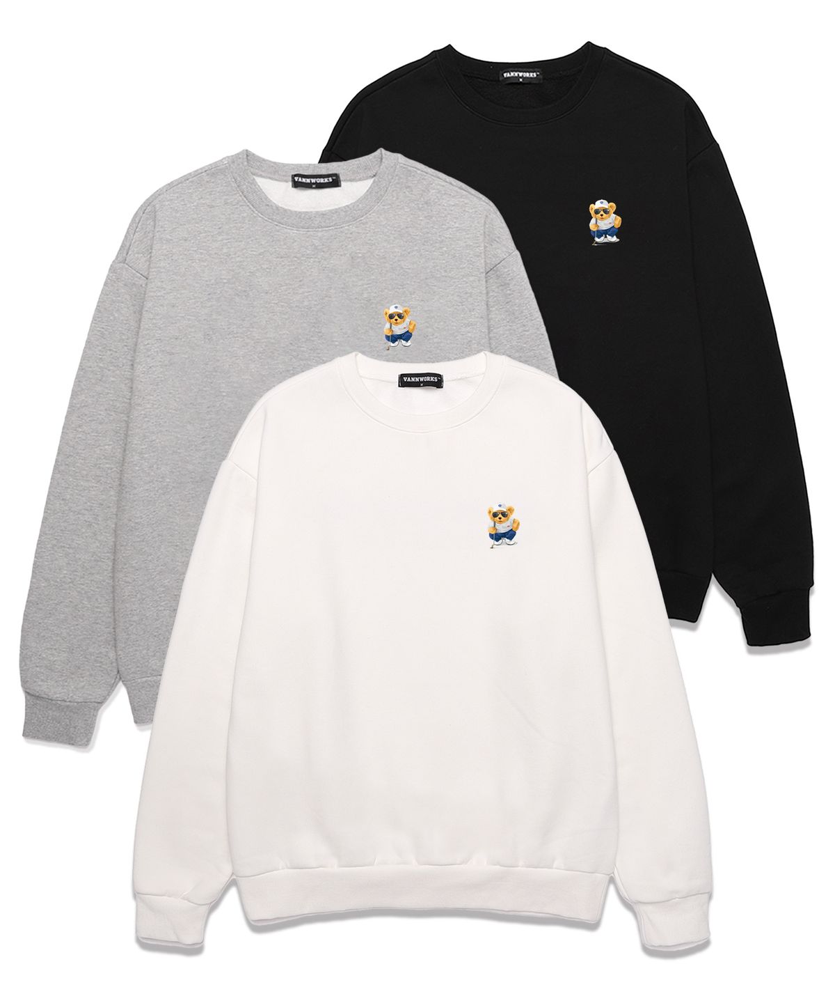 밴웍스(VANNWORKS) GOLF BEAR  오버핏 맨투맨 (VNDTS103) 화이트