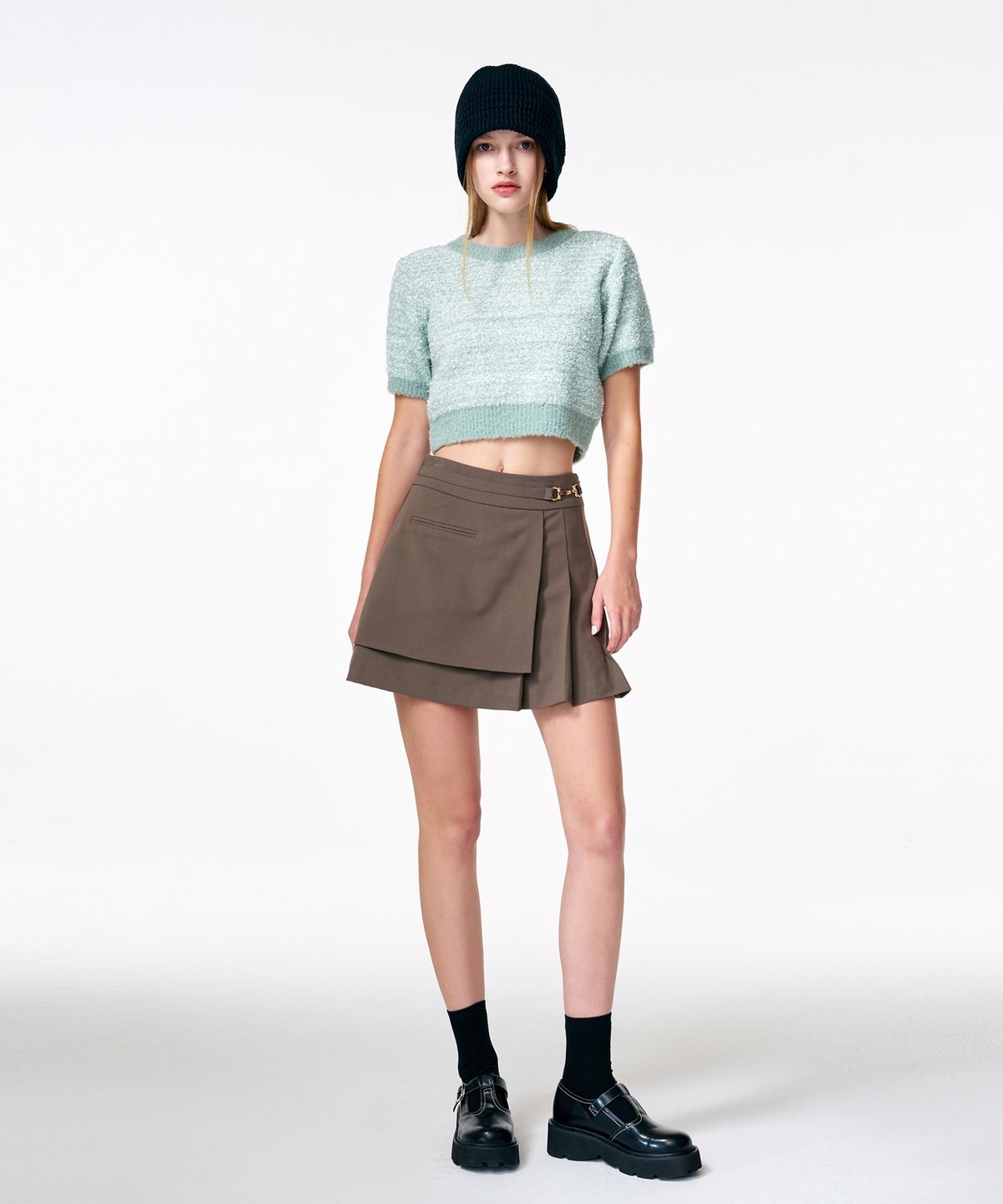 에트몽(ETMON) Color Blend Short Sleeve Knit Top  Mint