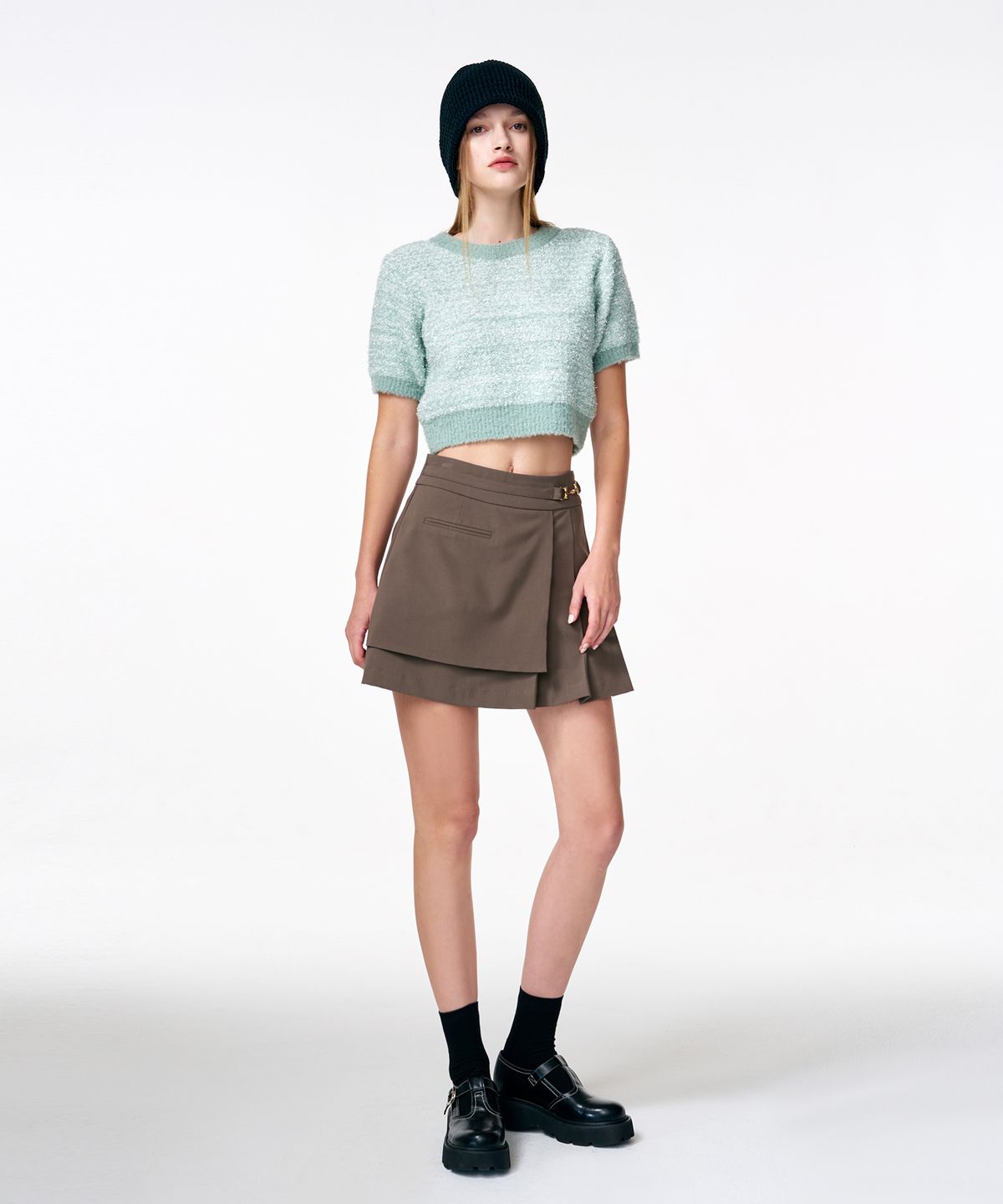 에트몽(ETMON) Color Blend Short Sleeve Knit Top  Mint