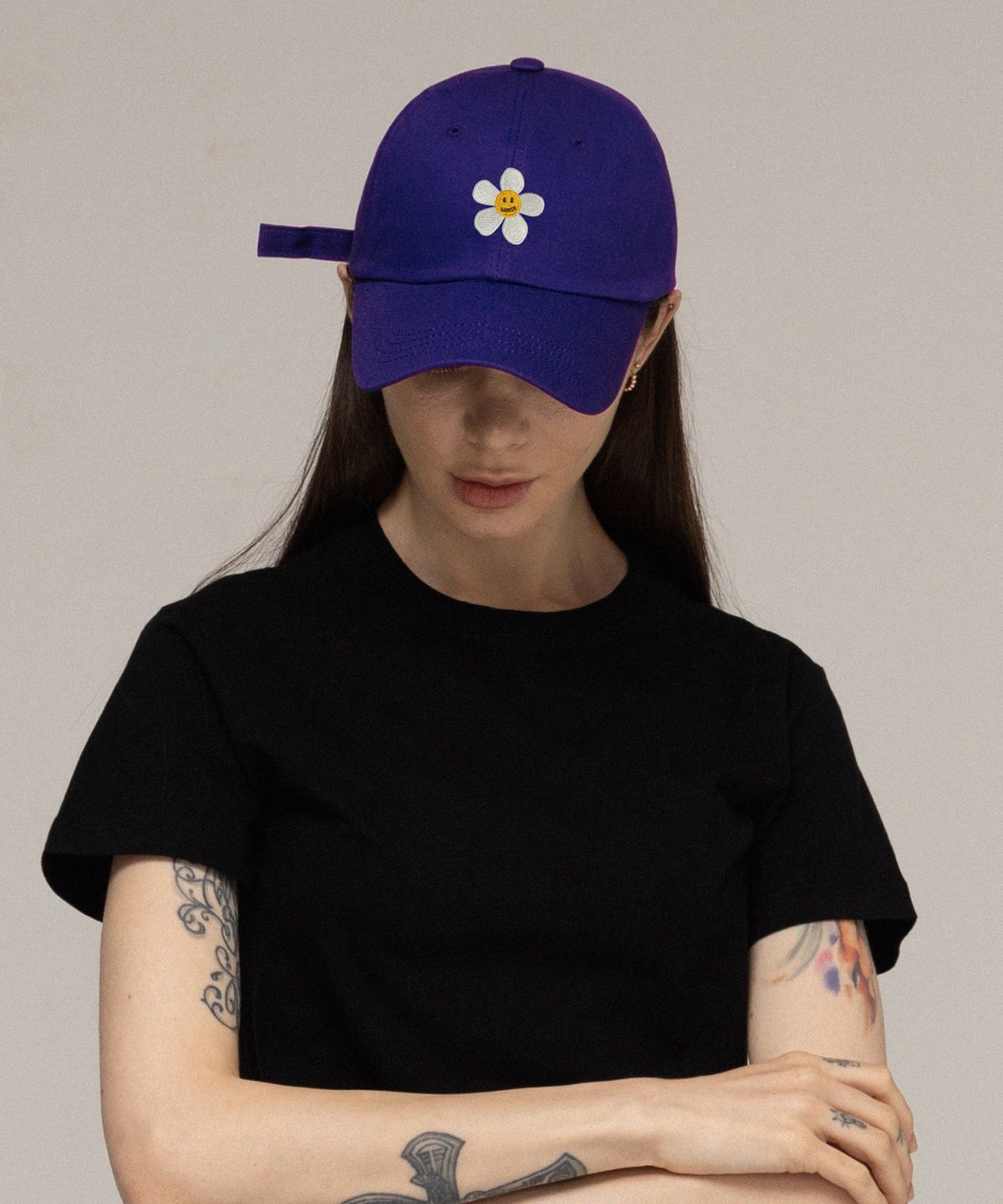 그레이버(GRAVER) [UNISEX]플라워도트 자수 볼캡_퍼플