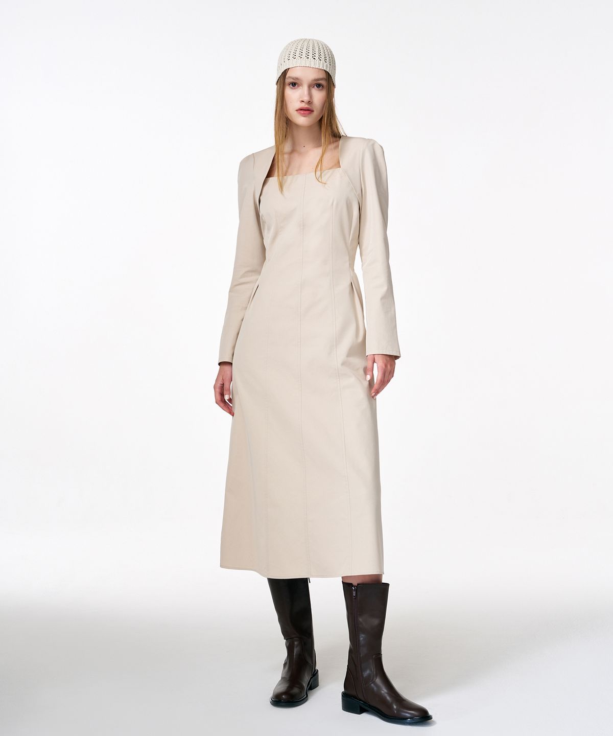 에트몽(ETMON) Bolero Layered Dress  Cream Beige