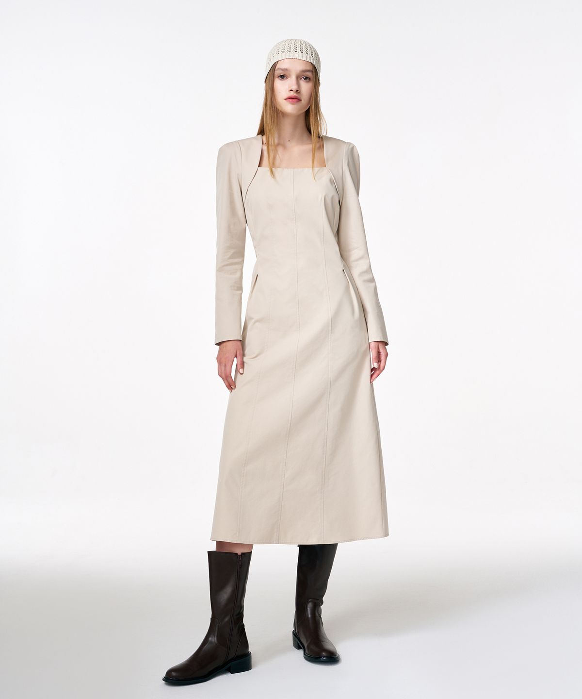 에트몽(ETMON) Bolero Layered Dress  Cream Beige