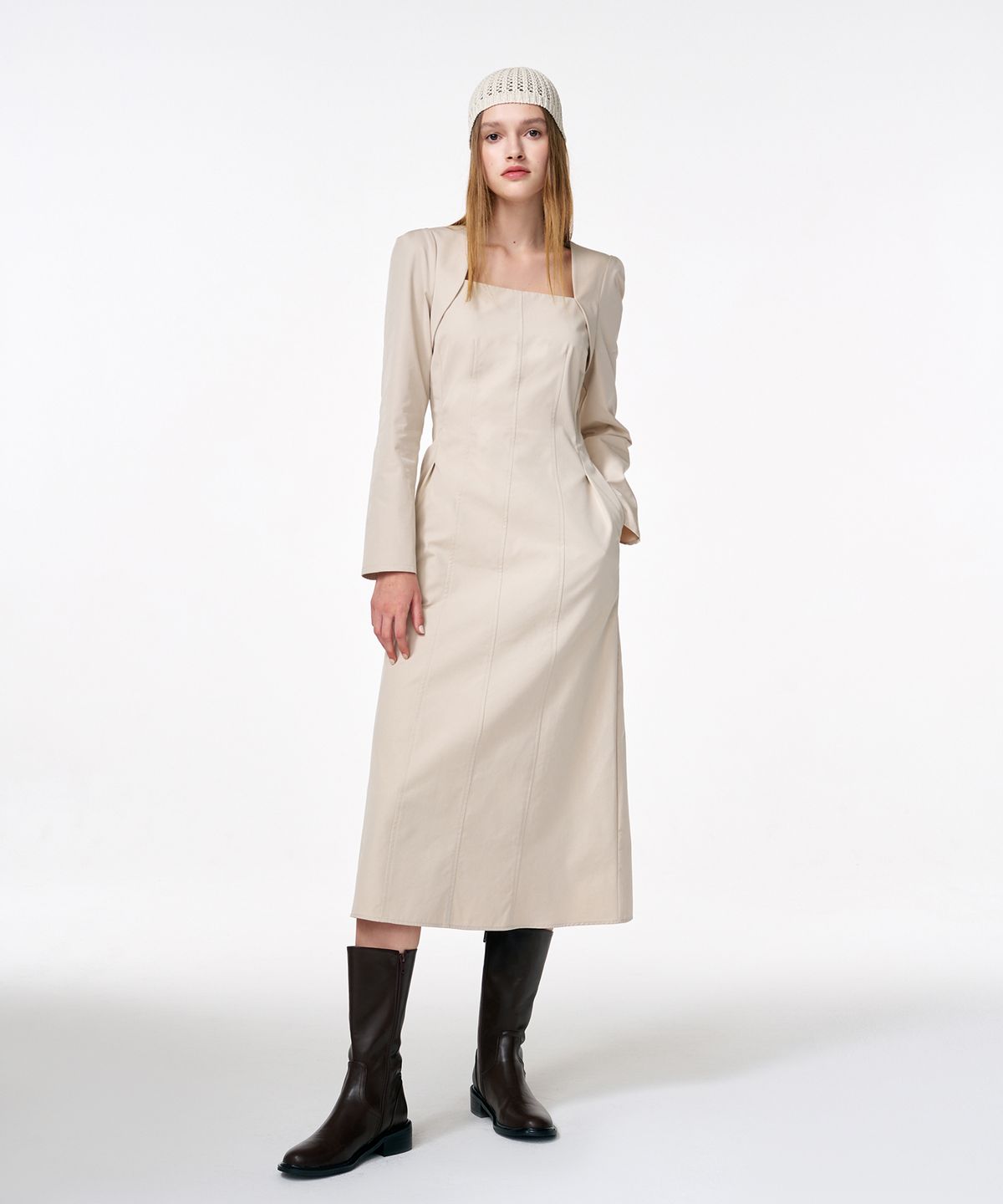 에트몽(ETMON) Bolero Layered Dress  Cream Beige