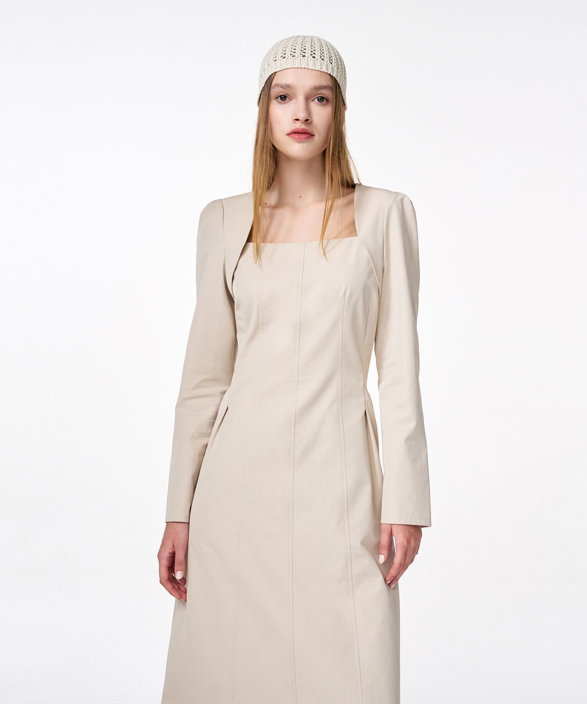 에트몽(ETMON) Bolero Layered Dress  Cream Beige