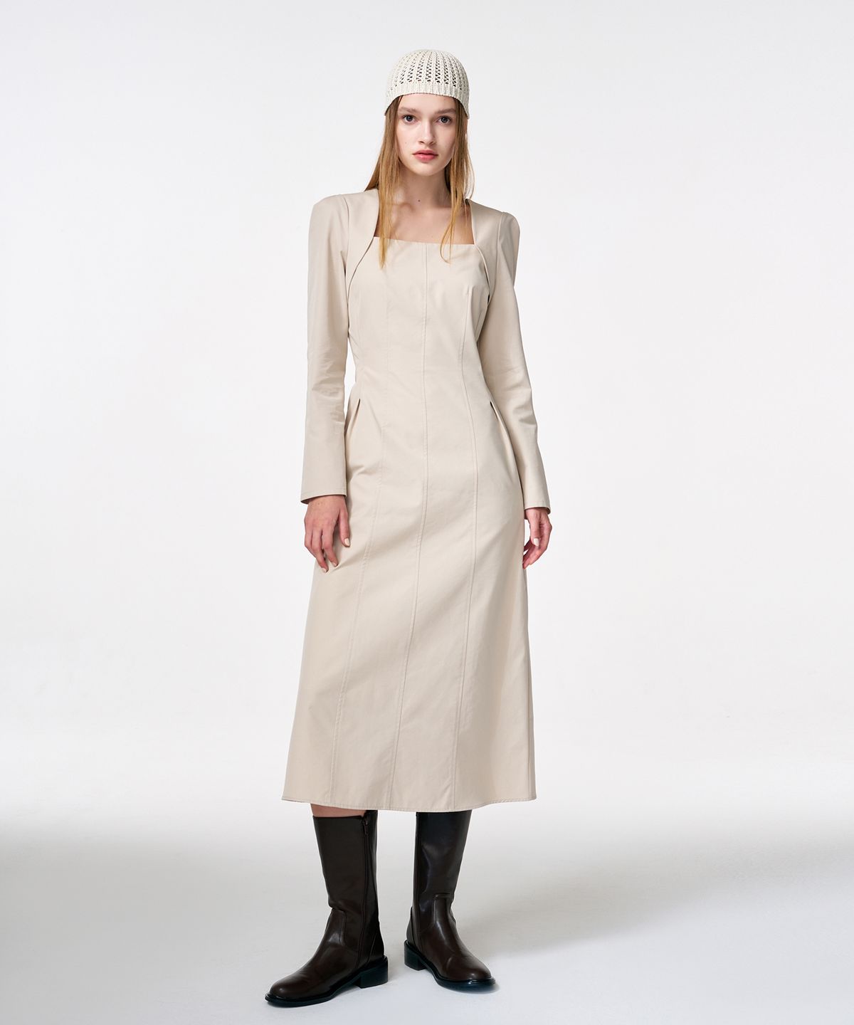 에트몽(ETMON) Bolero Layered Dress  Cream Beige