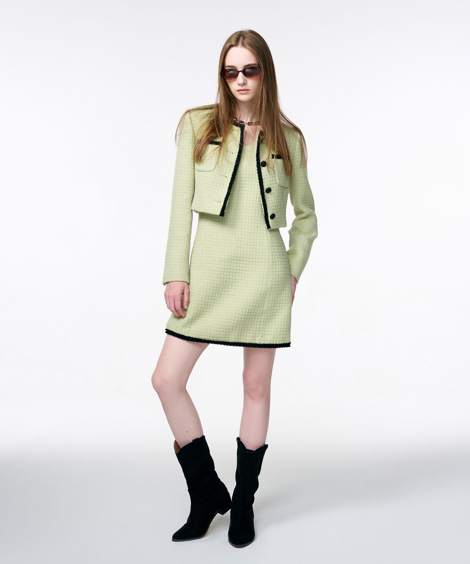 ジャケット ETMON Trimmed Tweed Jacket, Light Green MUSINSA | ETMON Trimmed Tweed Jacket Light Green