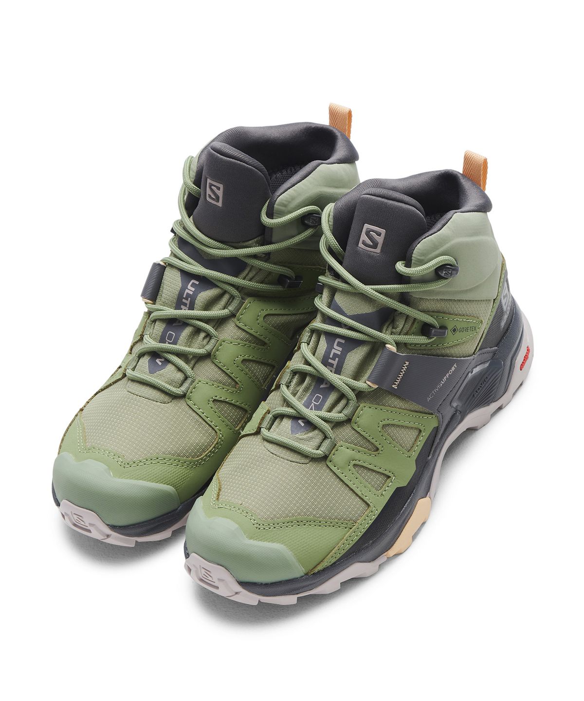 살로몬(SALOMON) X 울트라 4 미드 GTX W - 오일 그린:마그넷:아몬드 크림 / L41625100