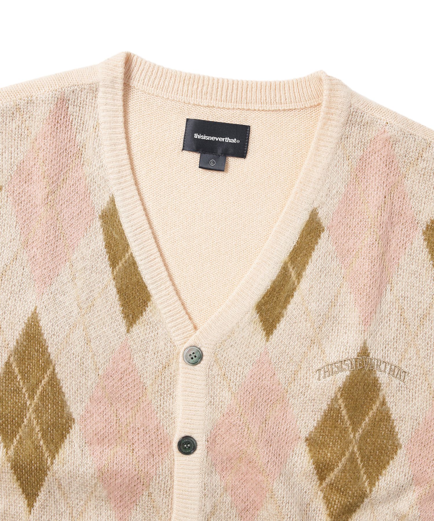 MUSINSA | thisisneverthat® Argyle Cardigan Beige
