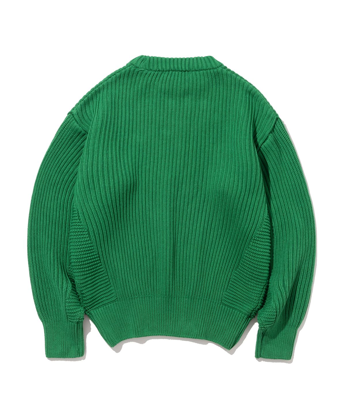 니티드(KNITTED) 코튼 미니멀 라운드 니트 GREEN