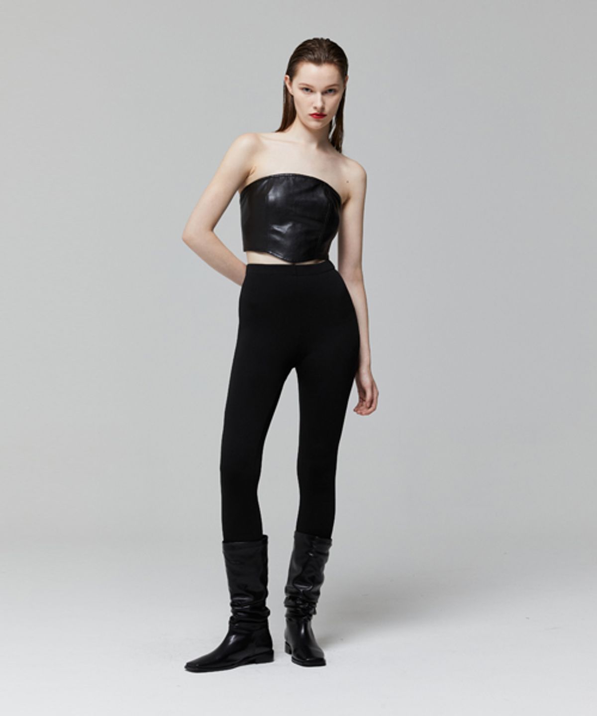 레이디 볼륨(LADY VOLUME) SIDE SLIT LEGGINGS_BLACK