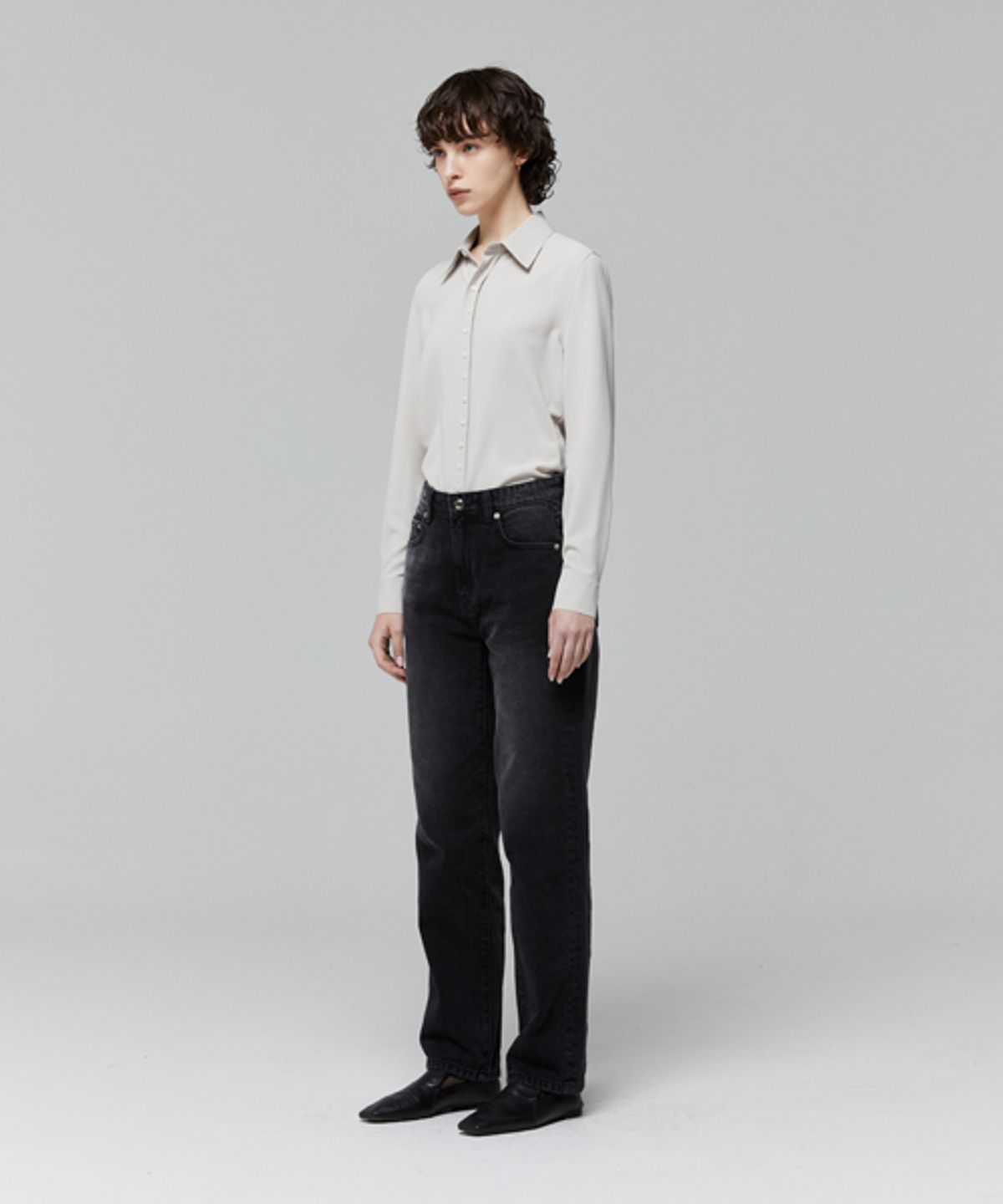 레이디 볼륨(LADY VOLUME) SEMI TAPERED DENIM_BLACK