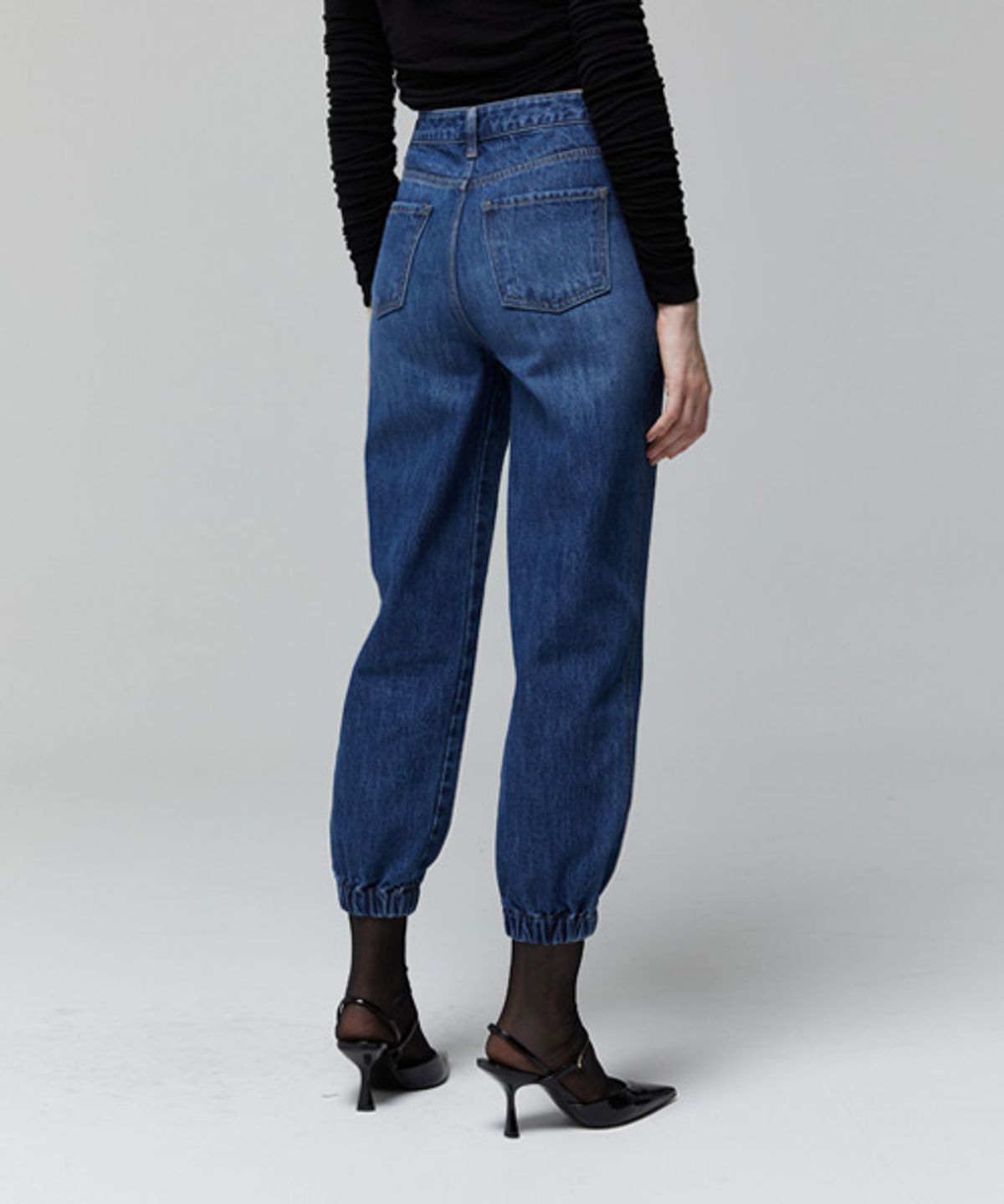 레이디 볼륨(LADY VOLUME) BANDING JOGGER DENIM_DARK BLUE
