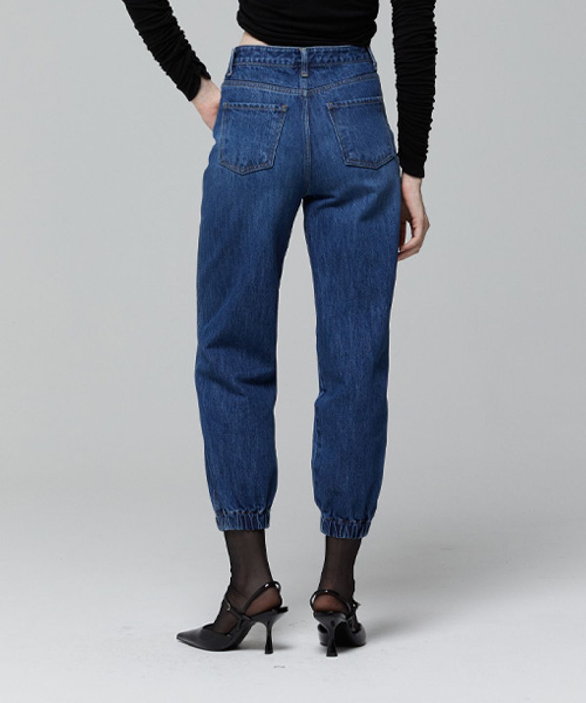 레이디 볼륨(LADY VOLUME) BANDING JOGGER DENIM_DARK BLUE