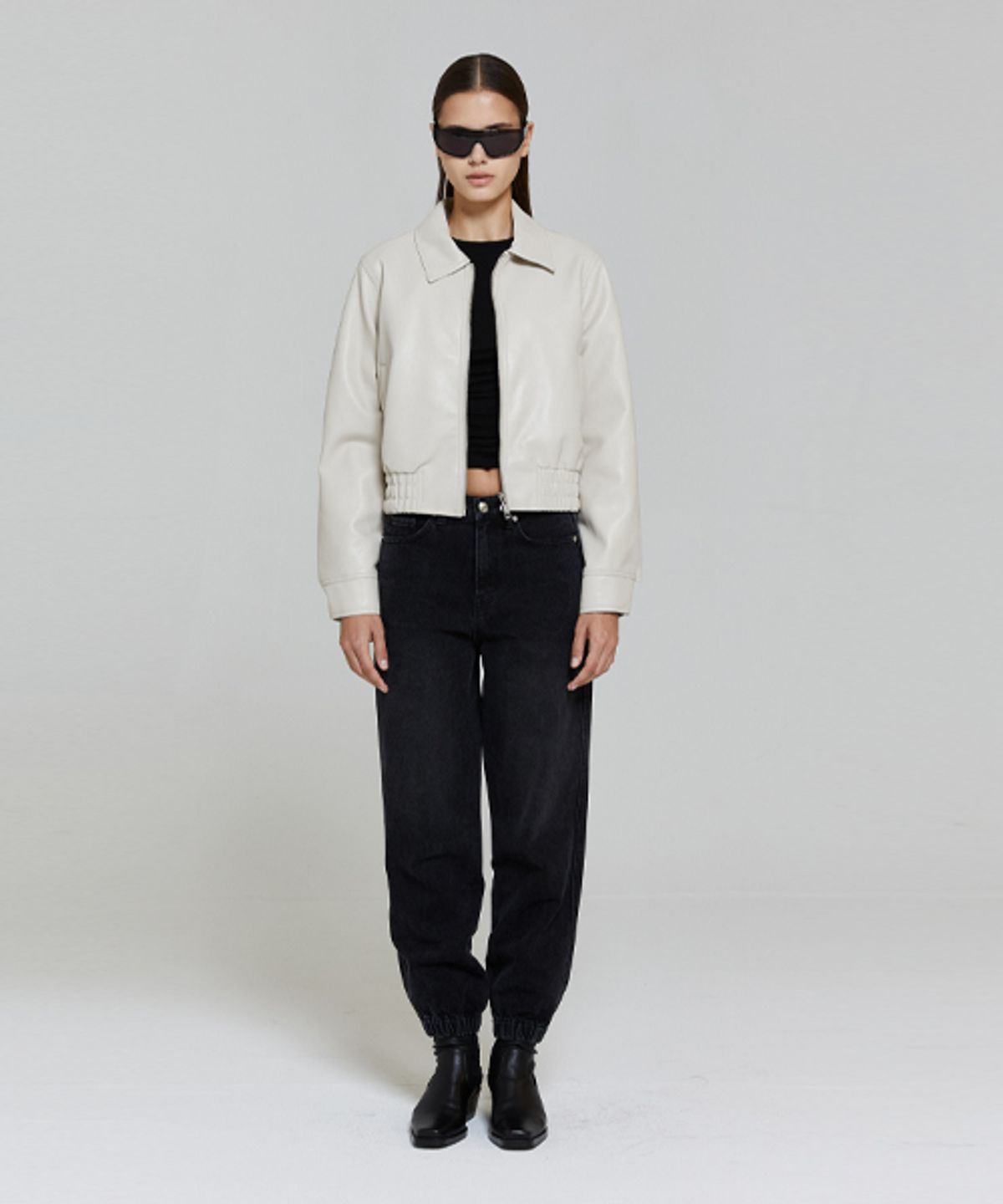 레이디 볼륨(LADY VOLUME) BANDING JOGGER DENIM_BLACK