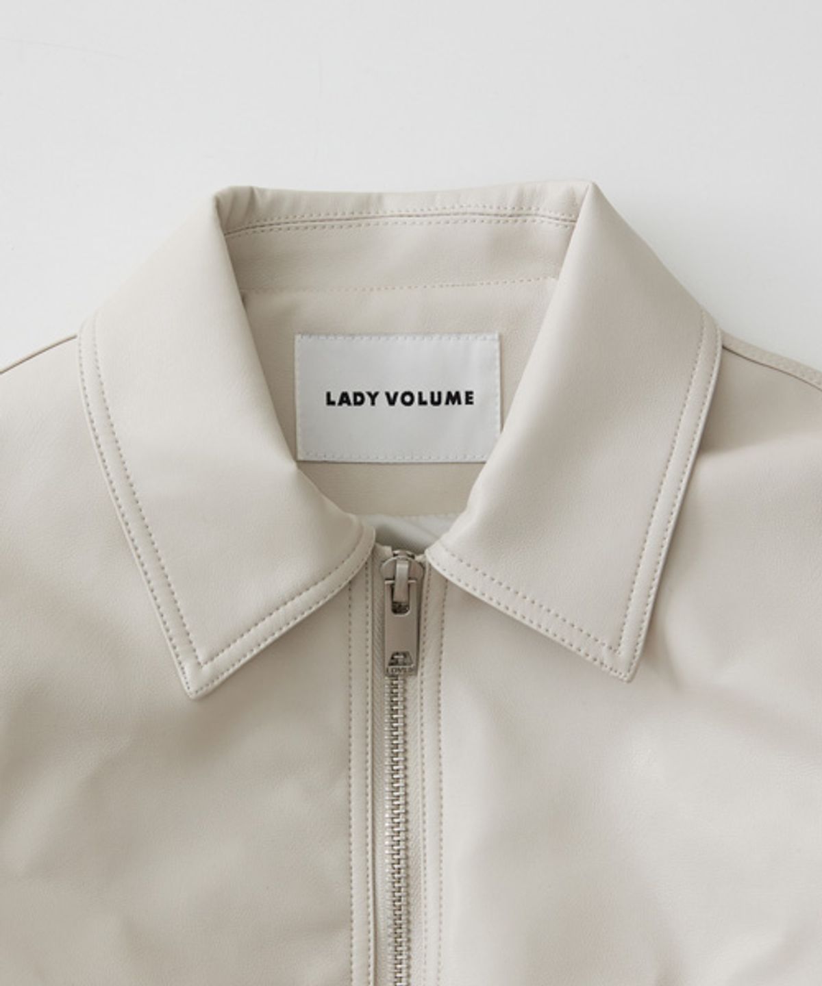 레이디 볼륨(LADY VOLUME) 9059 VEGAN LEATHER JACKET_CREAM