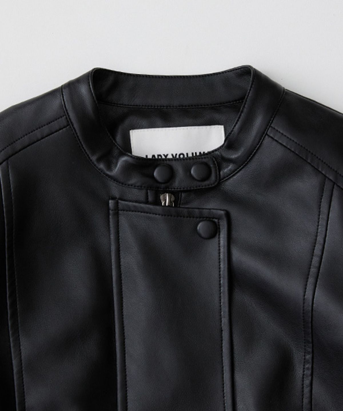 레이디 볼륨(LADY VOLUME) 9073 VEGAN LETHER JUMPER_BLACK