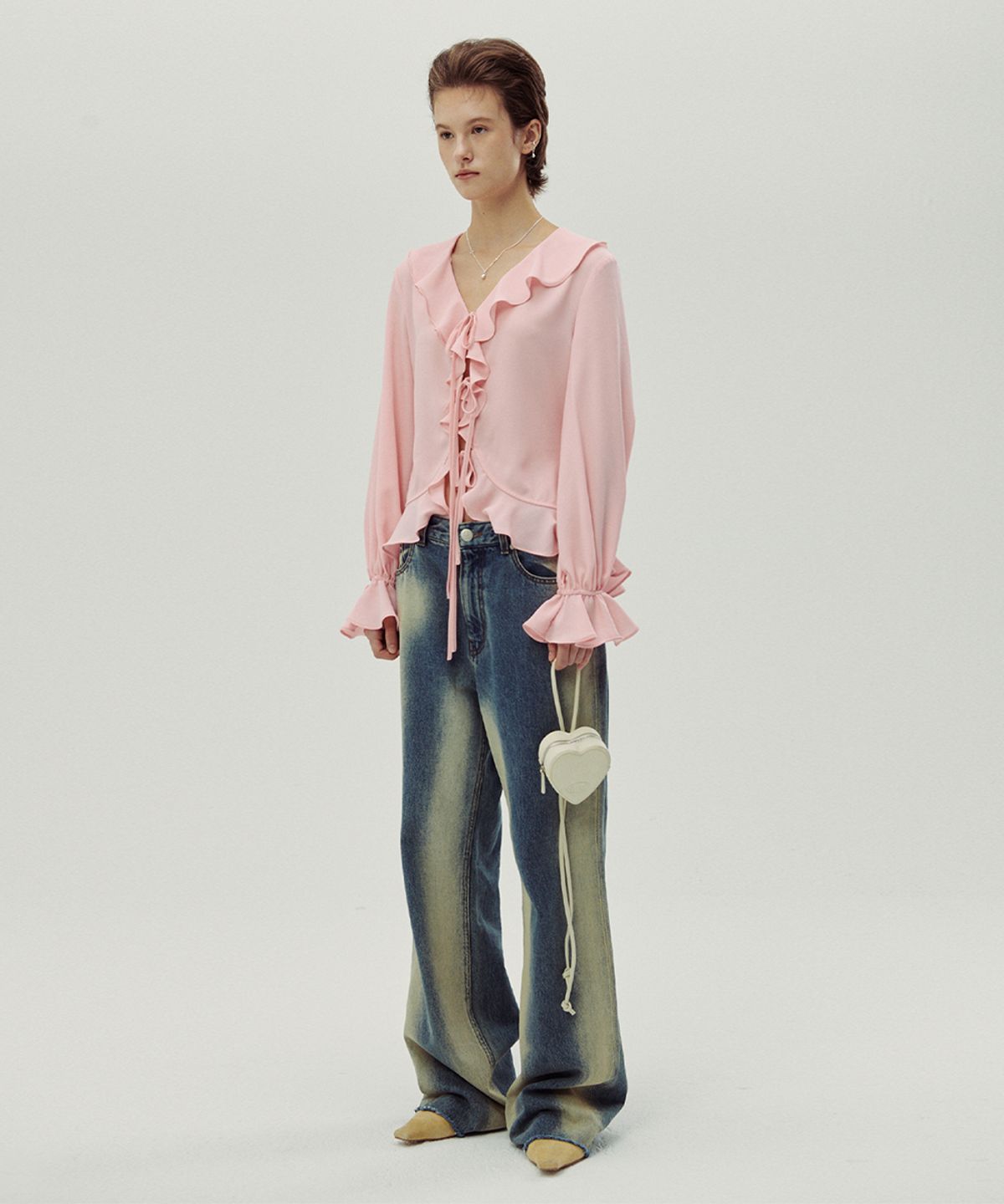 시눈(SINOON) CHIFFON RUFFLE BLOUSE