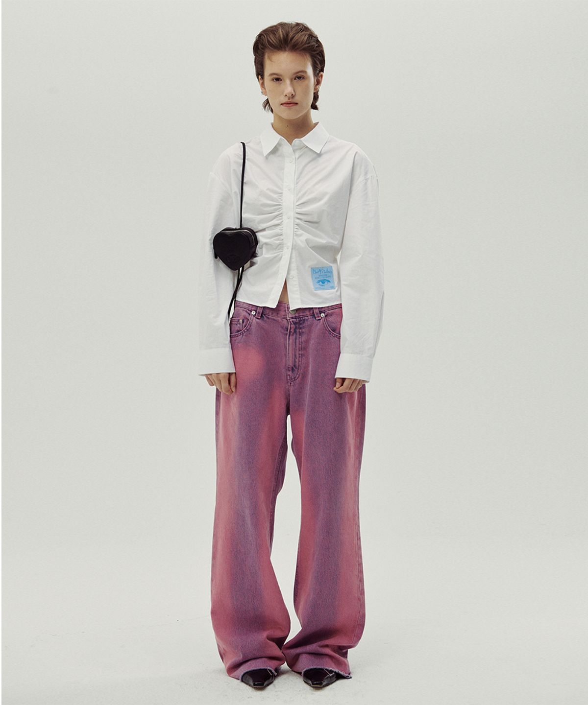 시눈(SINOON) COTTON CROPED SHIRRING SHIRT