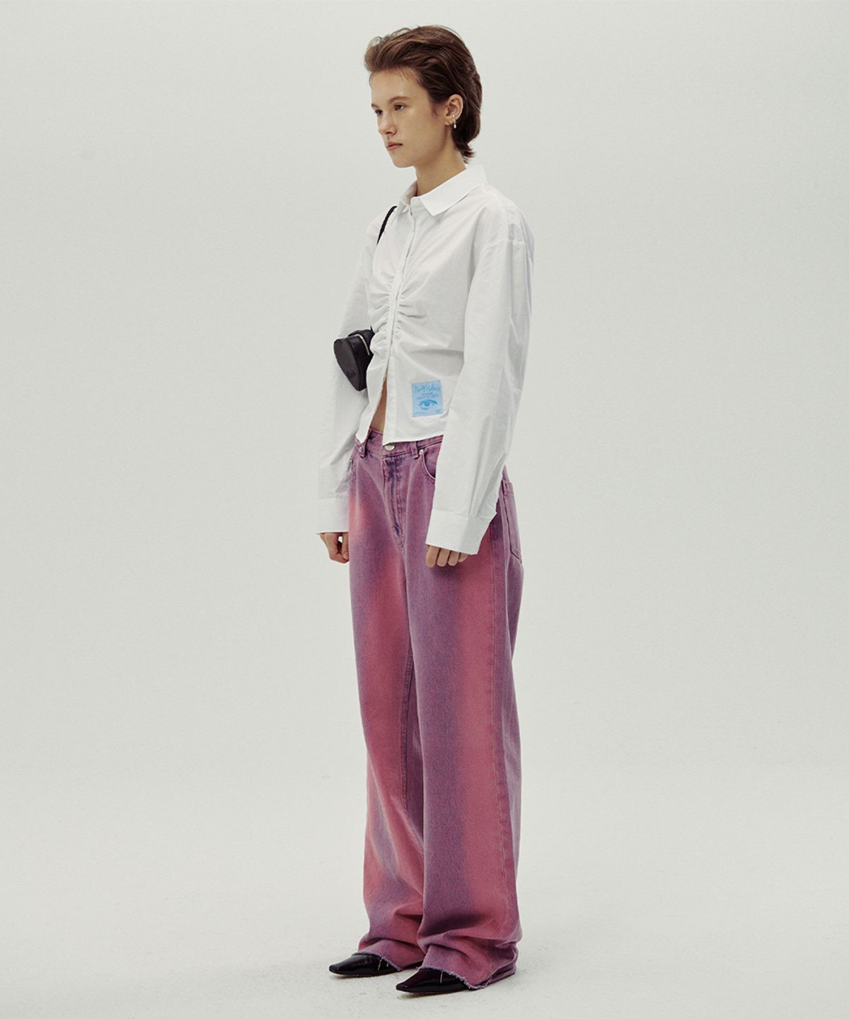 시눈(SINOON) COTTON CROPED SHIRRING SHIRT