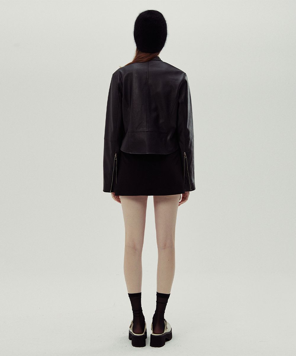 レザージャケット・コート sinoon FAUX LEATHER SLIM BIKER JACKET SN2C3OJ001_BK MUSINSA公式 | SINOON FAUX LEATHER SLIM BIKER JACKET