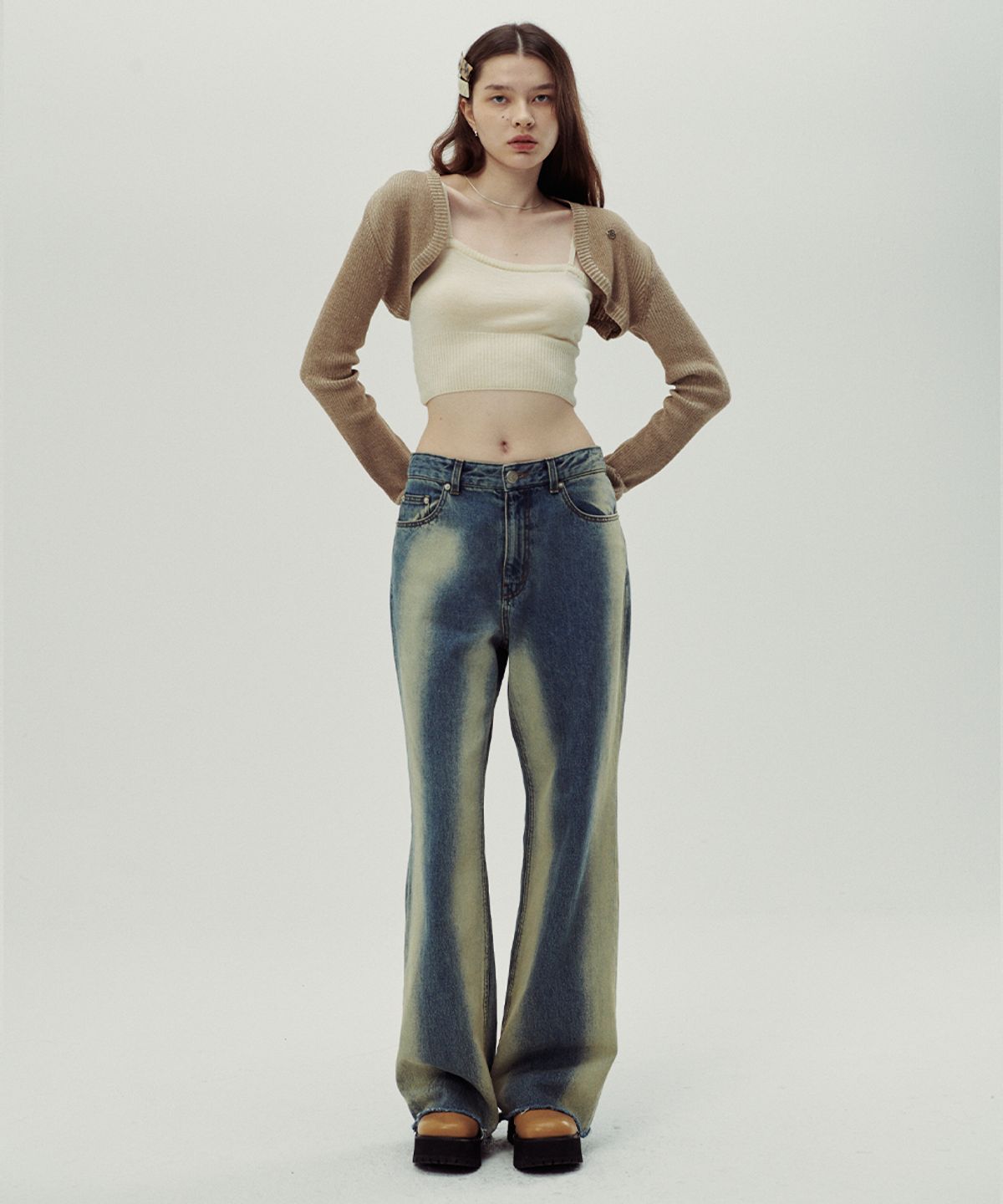 시눈(SINOON) VERTICAL LINE WASHED JEANS