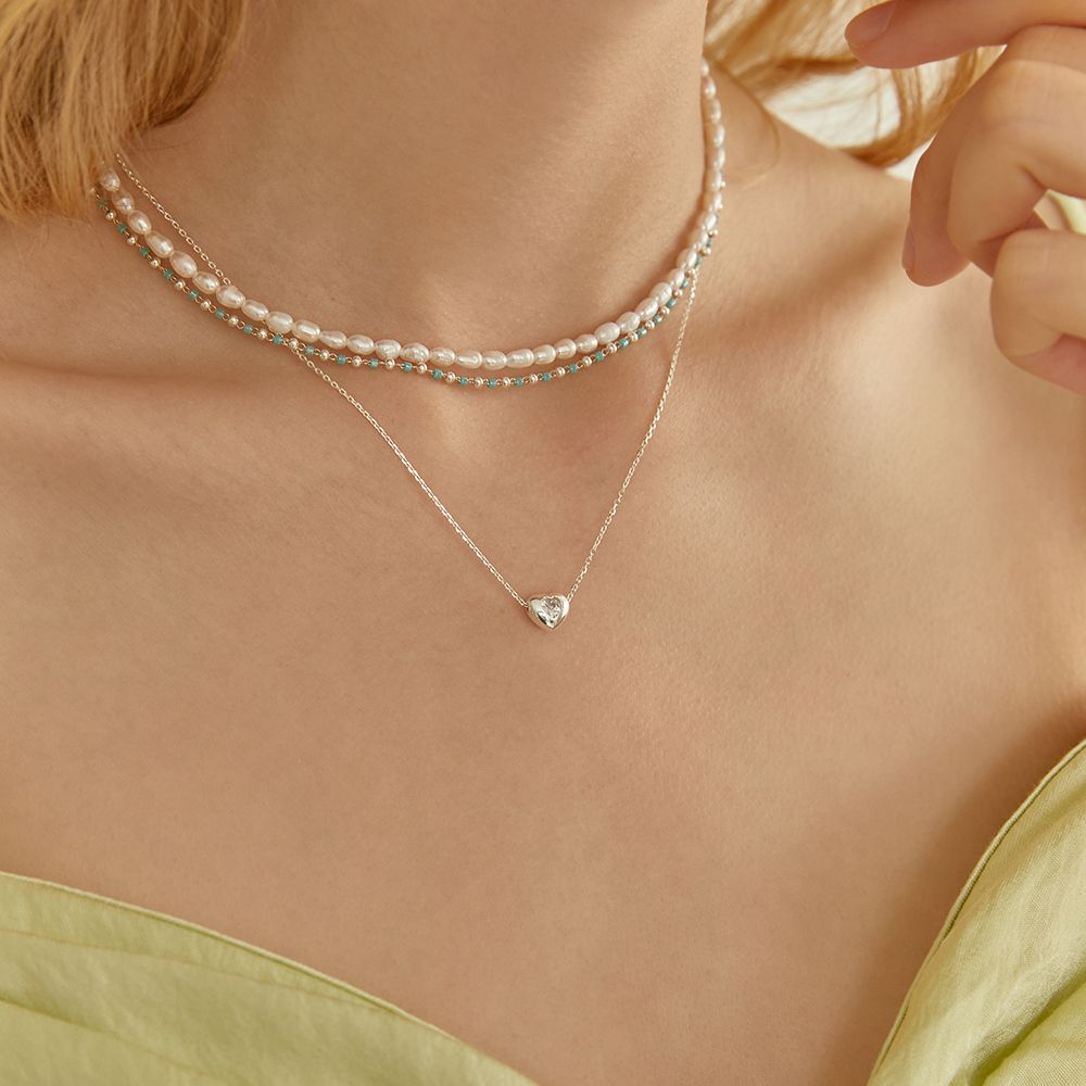 MUSINSA | LUNNE Silver Volume Heart Cubic Pendant Necklace
