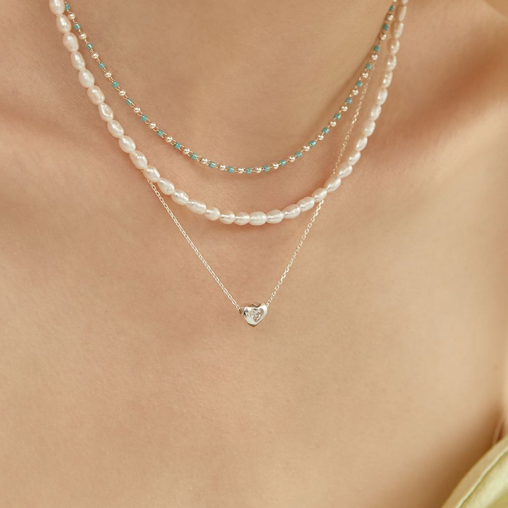 [LUNNE] Silver 925 Volume Heart Necklace ★人気★ MUSINSA | LUNNE Silver Volume Heart Cubic Pendant Necklace