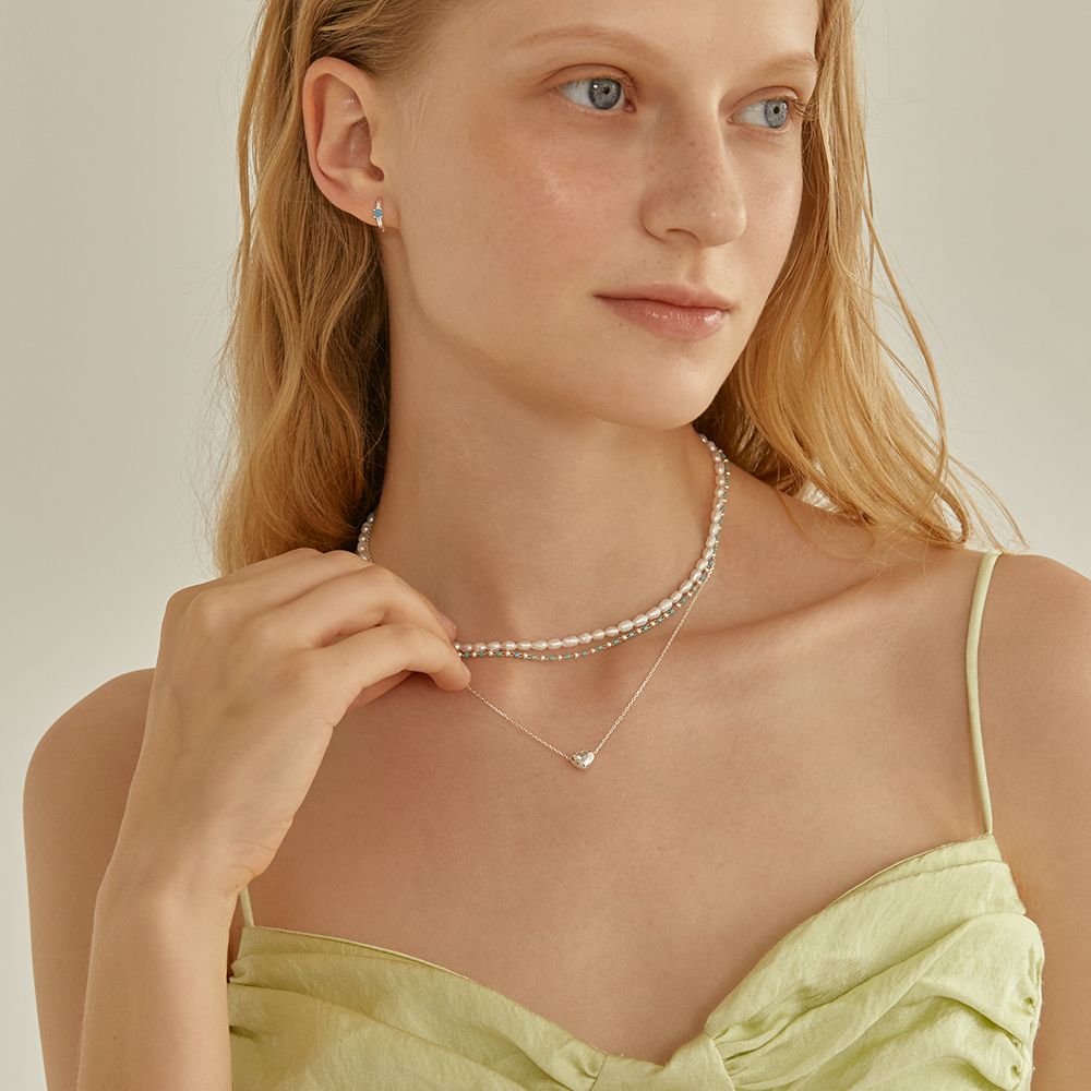 [LUNNE] Silver 925 Volume Heart Necklace ★人気★ MUSINSA | LUNNE Silver Volume Heart Cubic Pendant Necklace