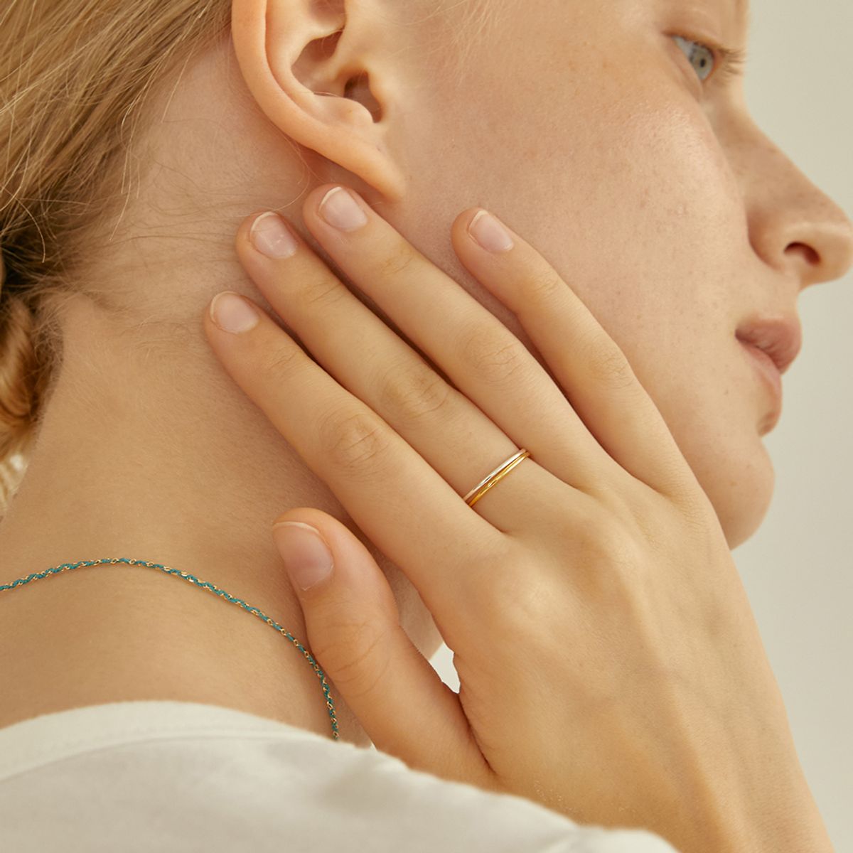 룬느(LUNNE) 실버 에브리데이 레이어드 민자 실반지 5PCS (1mm) #LSR01
