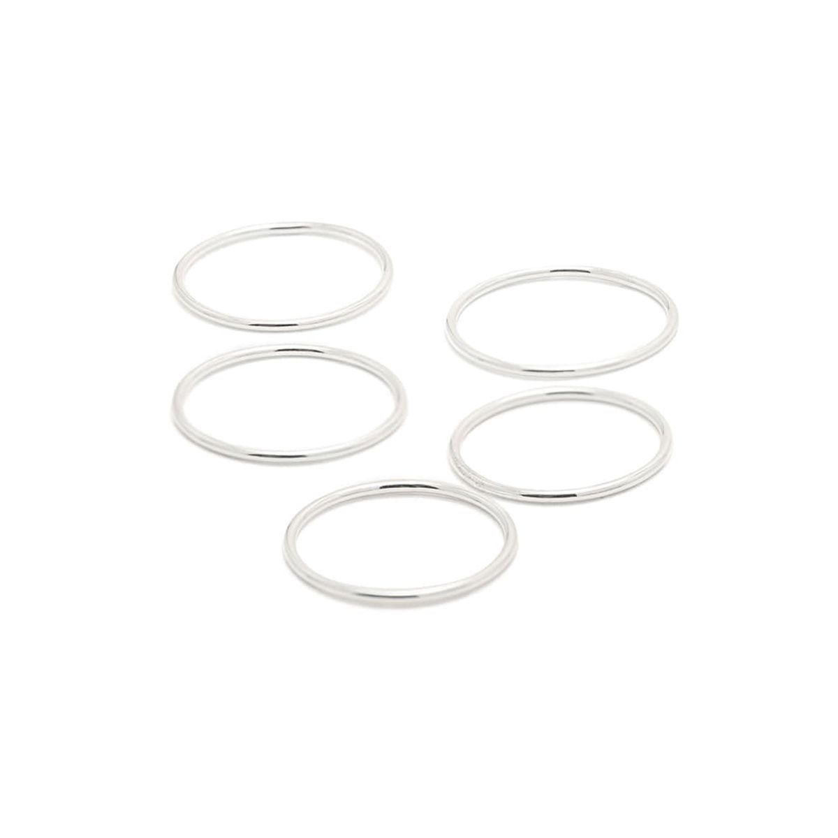 룬느(LUNNE) 실버 에브리데이 레이어드 민자 실반지 5PCS (1mm) #LSR01