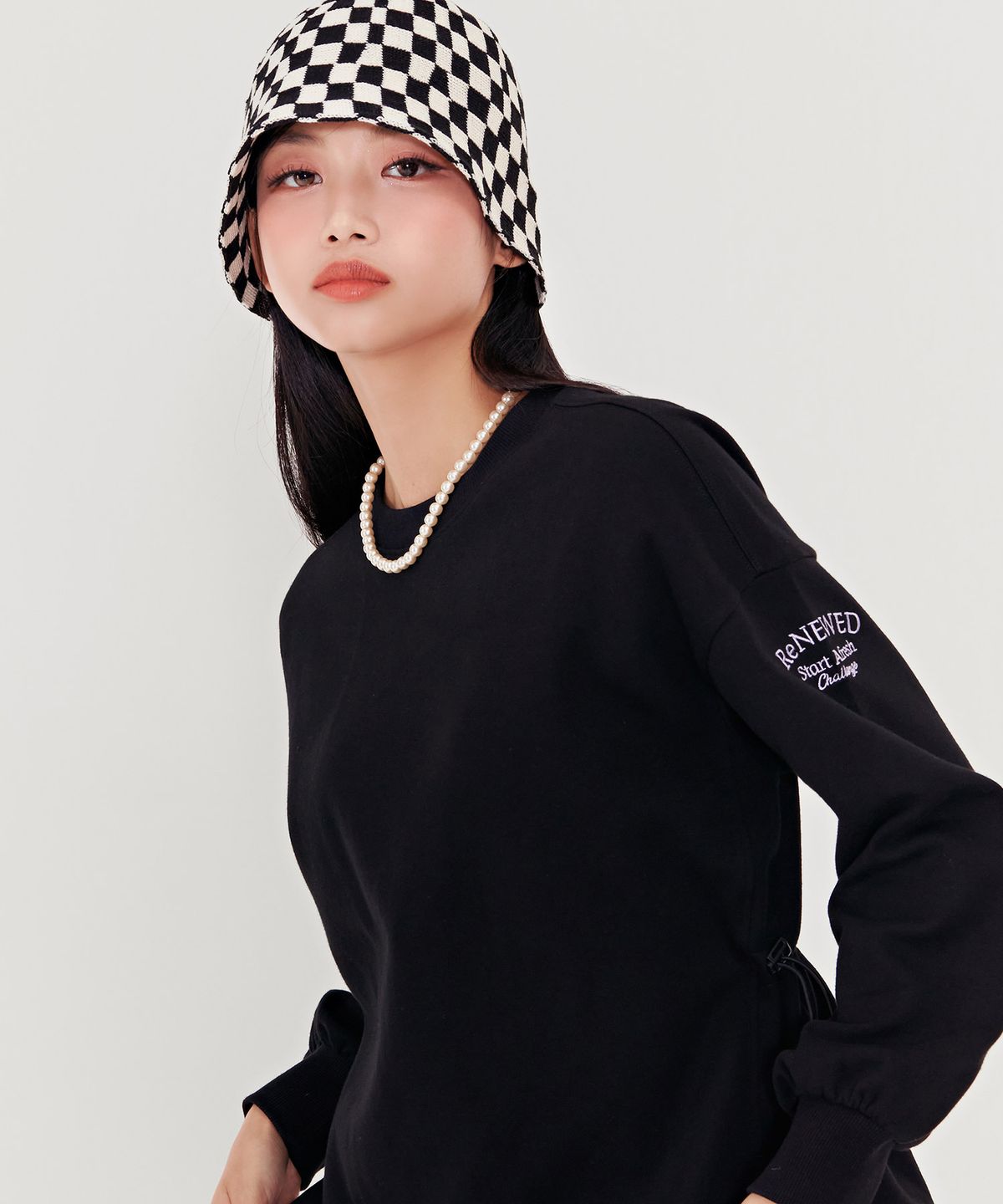 체이스컬트(CHASECULT) 여성 허리 스트링 포인트 티셔츠-BERG5162B03