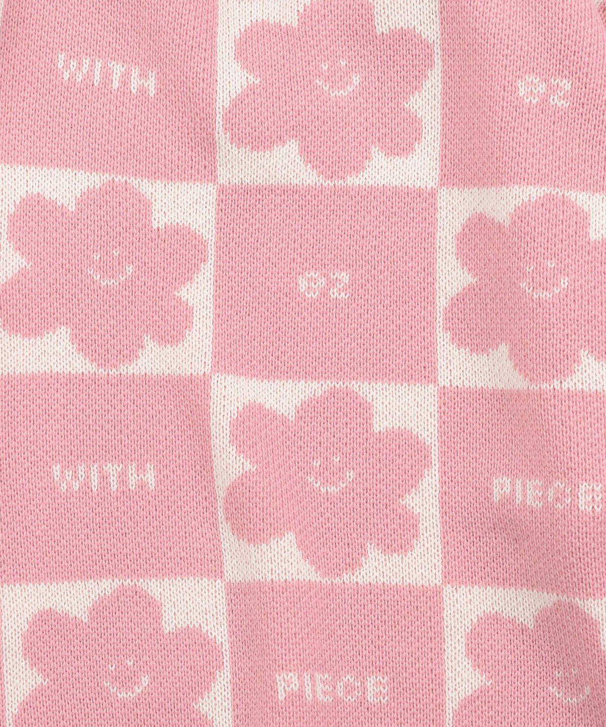 피스메이커(PIECE MAKER) DAISY CHECKERBOARD POLO KNIT SWEATER (PINK)