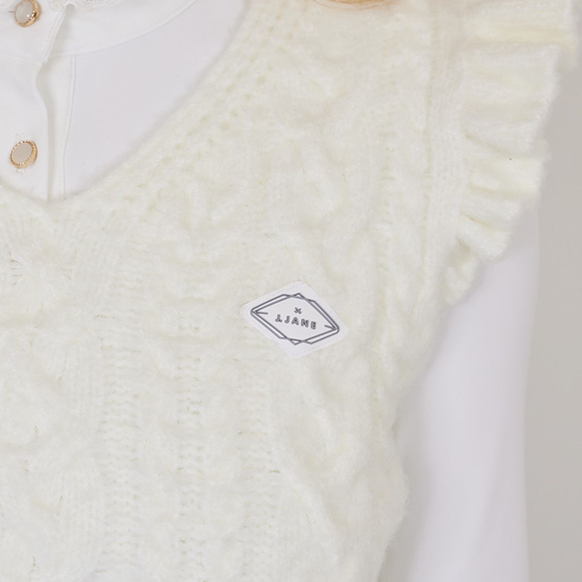 제이제인(J.JANE) 프릴 니트 베스트 Frill Knit Vest (Ivory)