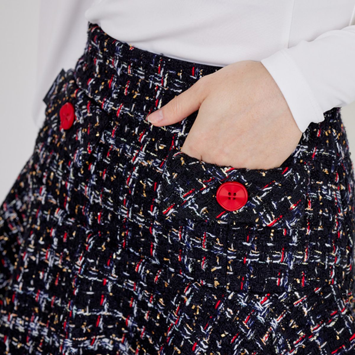 제이제인(J.JANE) 트위드 플라워 스커트 Tweed flower skirt (Black)