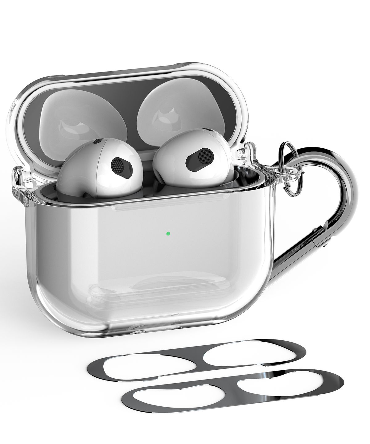 누아트(NUART) 에어팟 5세대/4세대 프로3/2/1 전기종 일체형 투명 하드케이스 + 메탈 철가루 방지스티커(랜덤발송)