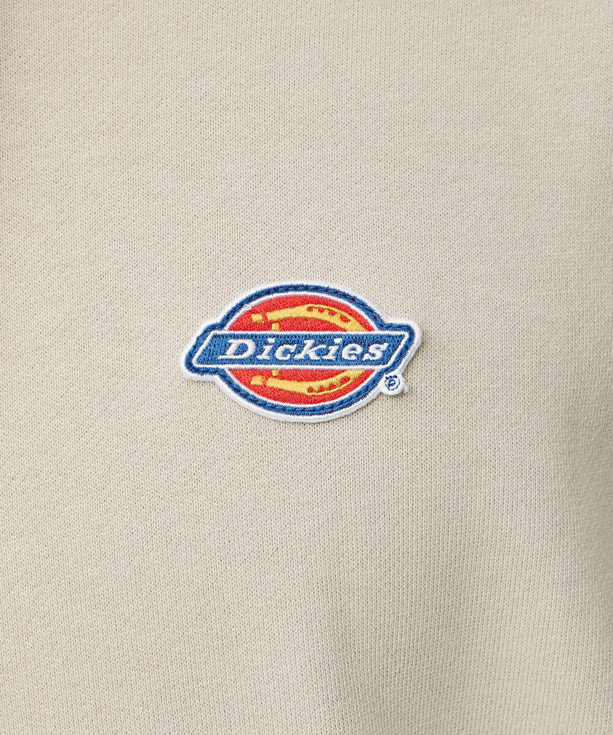 디키즈(DICKIES) 프렌치 테리 릴렉스드 스몰 자수 로고 후드 티셔츠 - 스톤