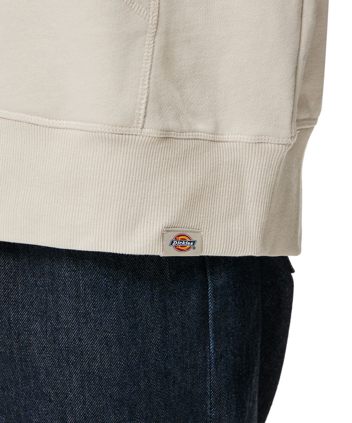 디키즈(DICKIES) 프렌치 테리 릴렉스드 스몰 자수 로고 후드 티셔츠 - 스톤