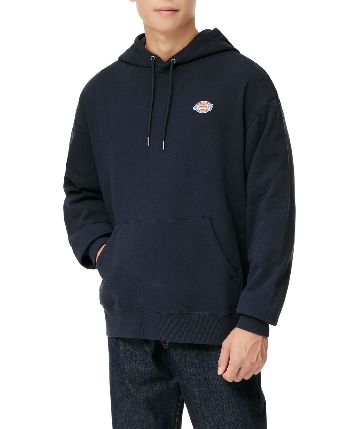 디키즈(DICKIES) 플리스 릴렉스드 후드 티셔츠 - 다크 네이비