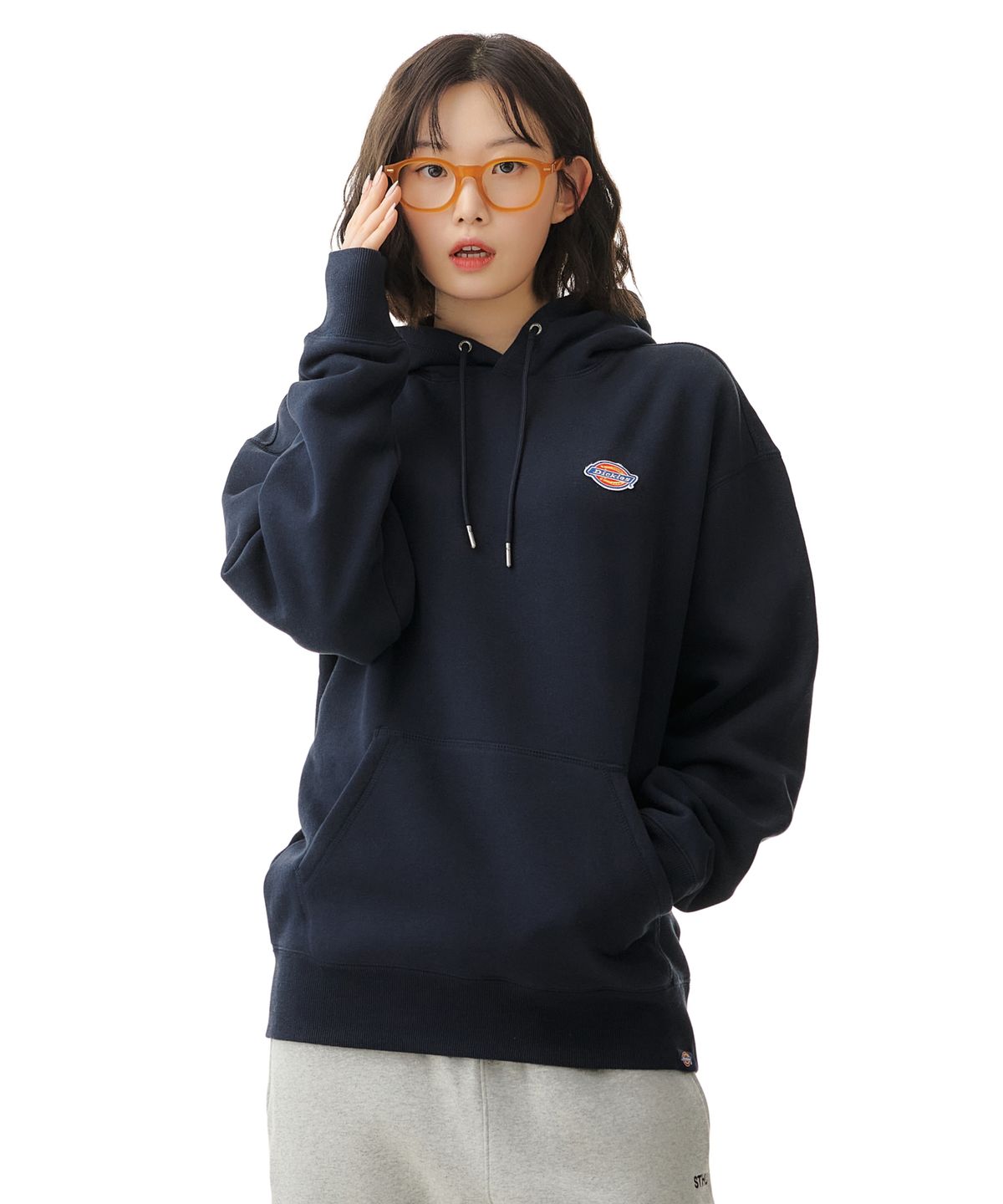 디키즈(DICKIES) 플리스 릴렉스드 후드 티셔츠 - 다크 네이비