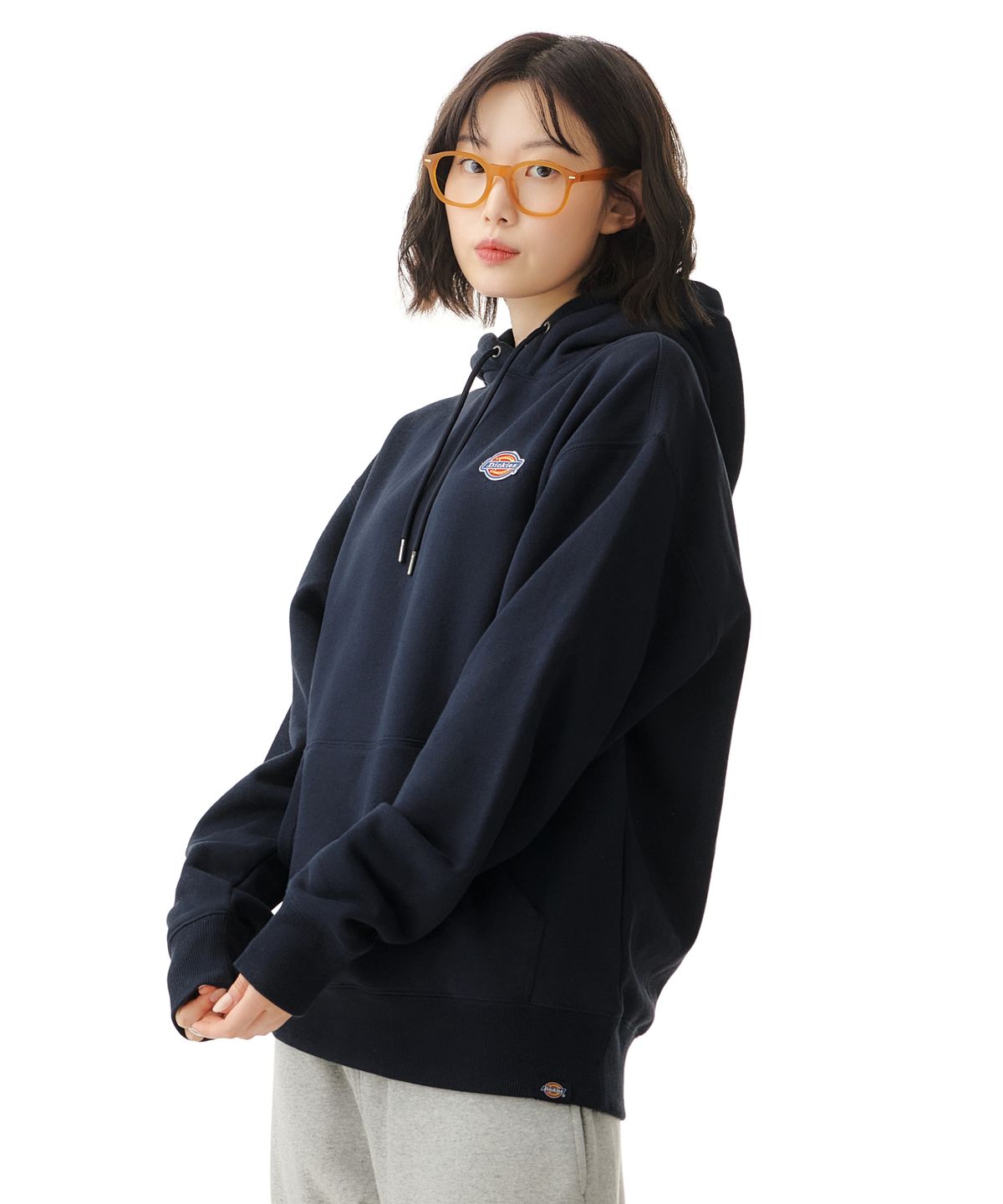 디키즈(DICKIES) 플리스 릴렉스드 후드 티셔츠 - 다크 네이비