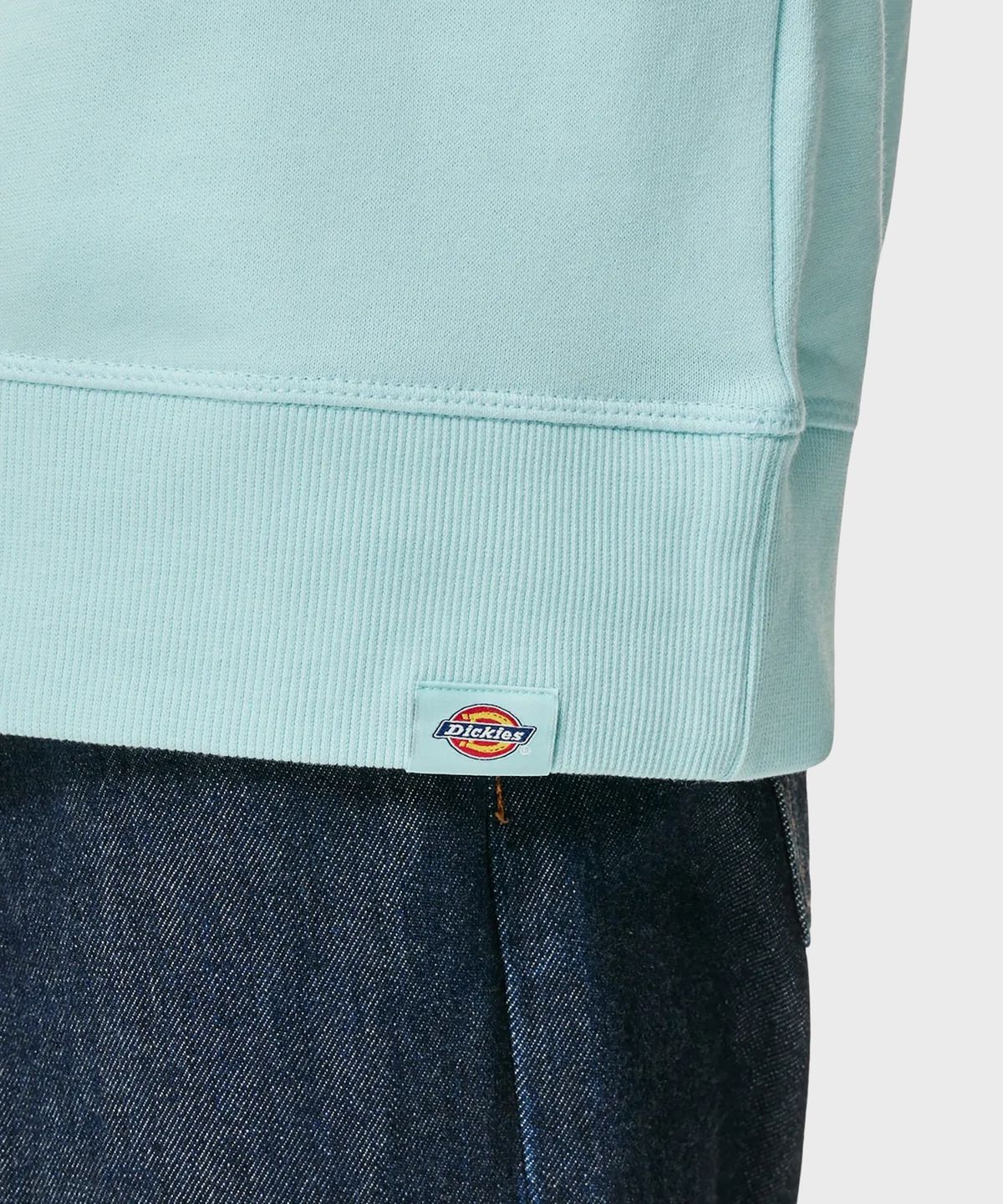 디키즈(DICKIES) 프렌치 테리 릴렉스드 스몰 자수 로고 크루넥 Iced Aqua