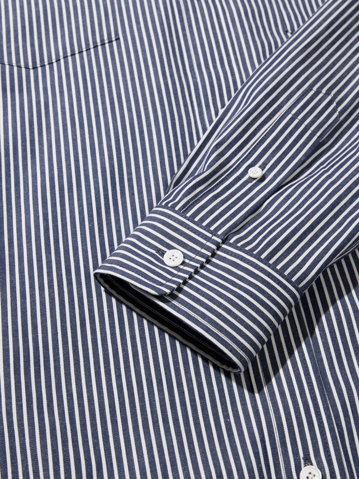 사운즈라이프(SOUNDSLIFE) Back Loop Two Pocket Stripe Shirt Navy