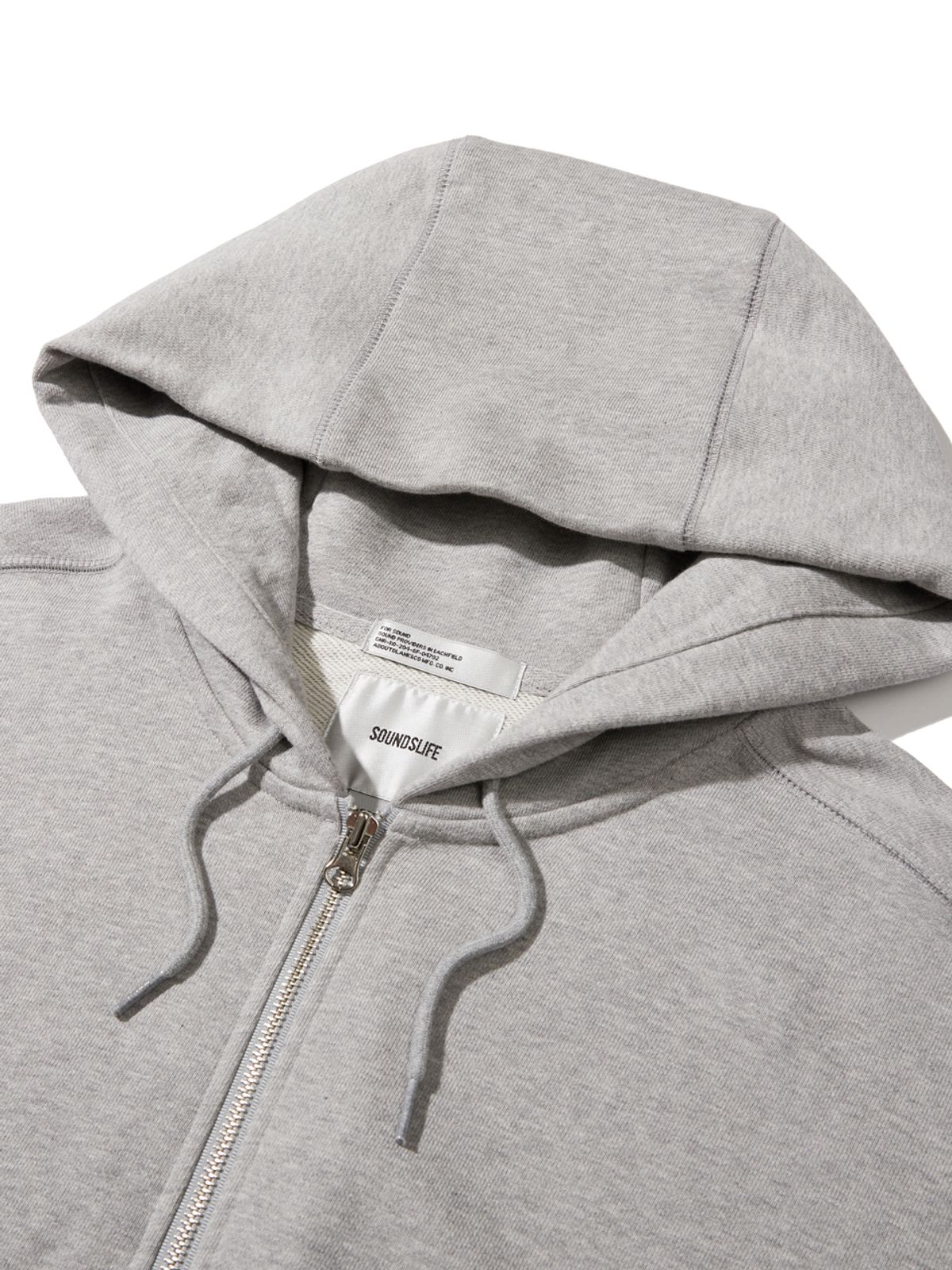 사운즈라이프(SOUNDSLIFE) Elbow Tucked Sweat Hoodie Zip-Up Melange Grey