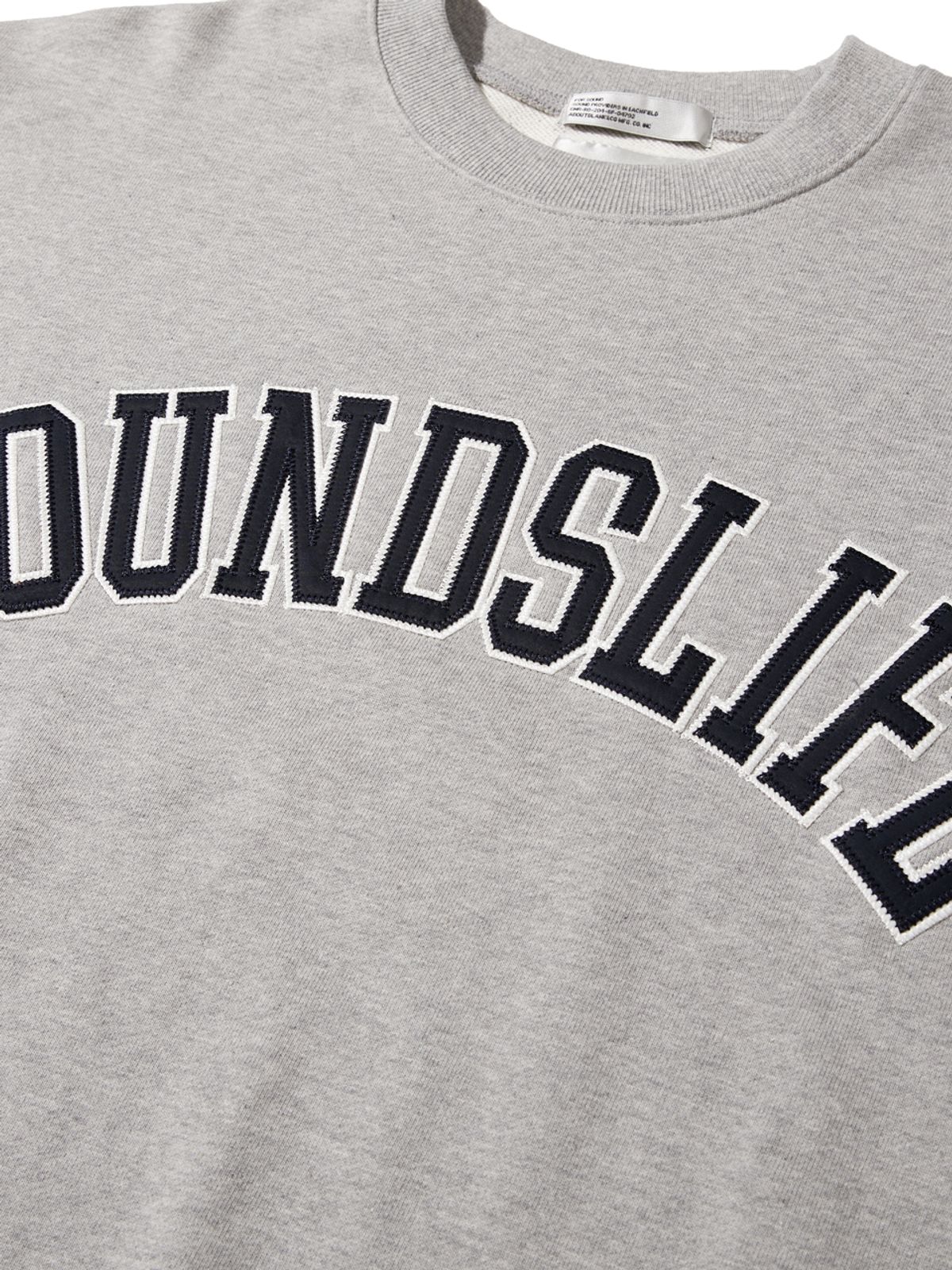 사운즈라이프(SOUNDSLIFE) Applique Big Arch Logo Sweatshirts Melange Grey